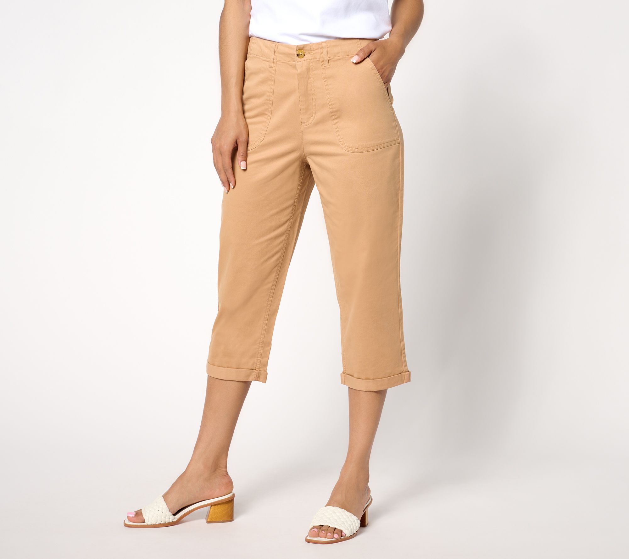 Denim Regular EasyWear Twill Capri with Rolled Hem
