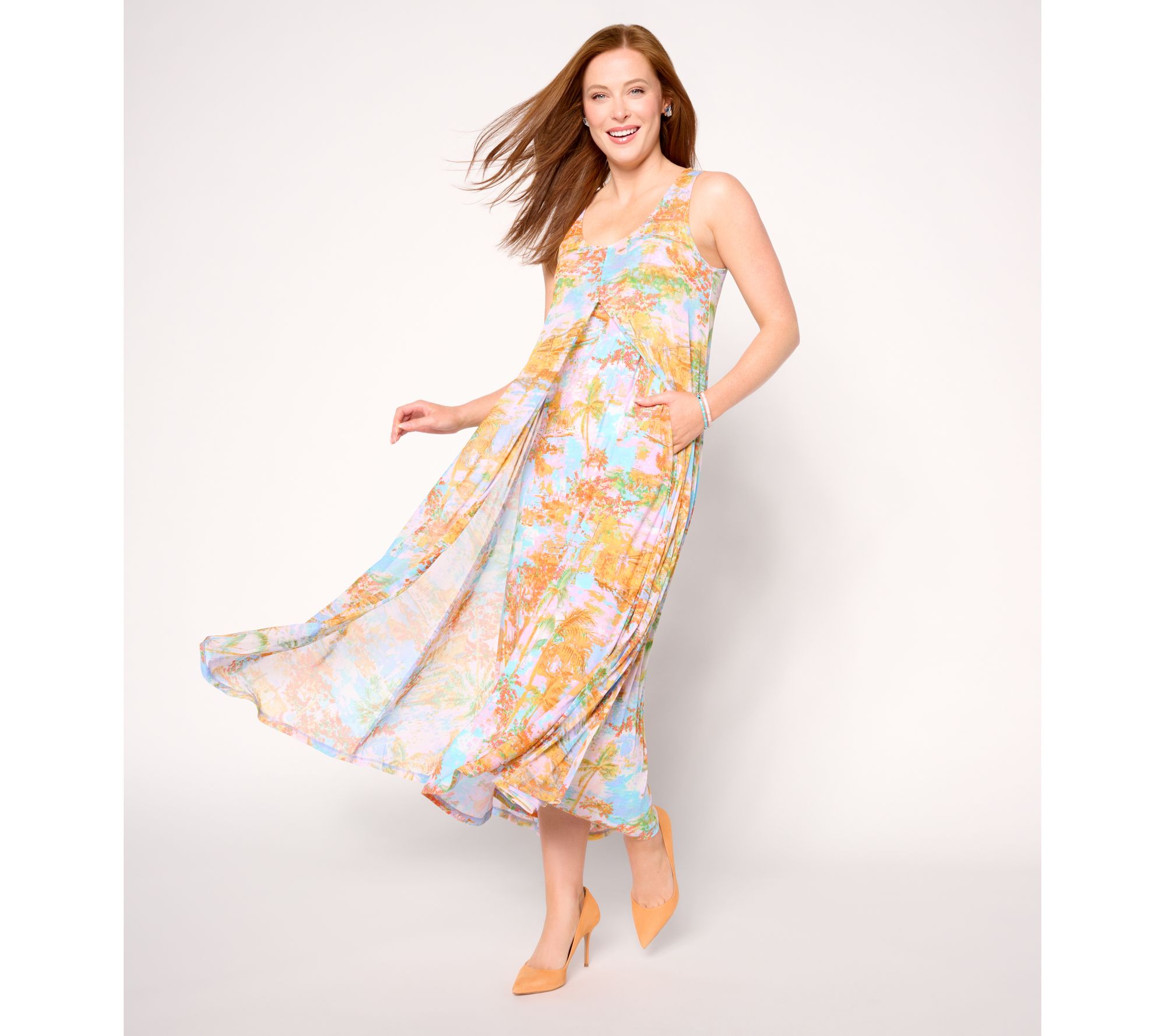 Attitudes by Renee Reg Como Jersey & Triple Mesh Maxi Dress
