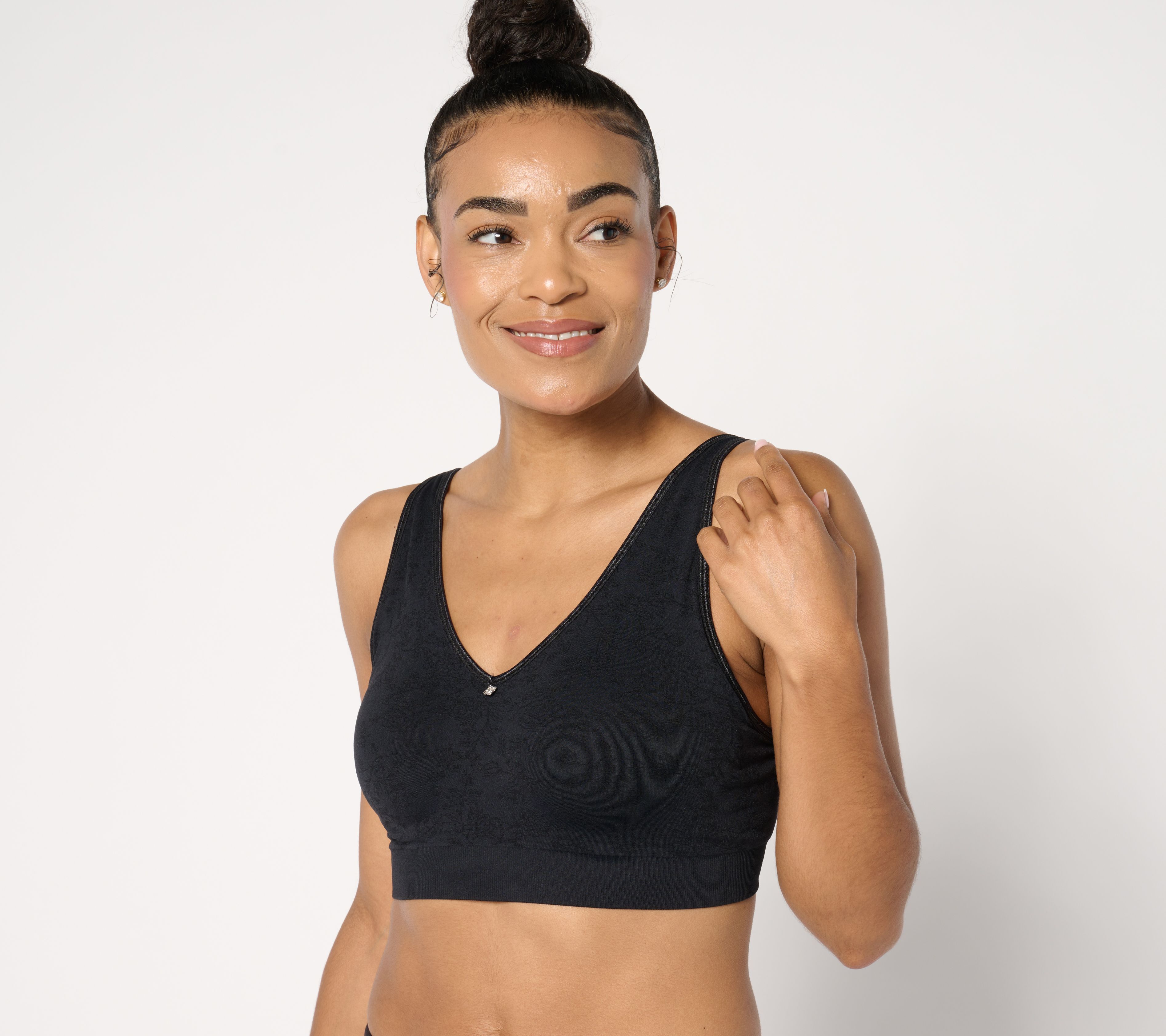 Breezies Seamless Floral Jacquard Wirefree T-Shirt Bra