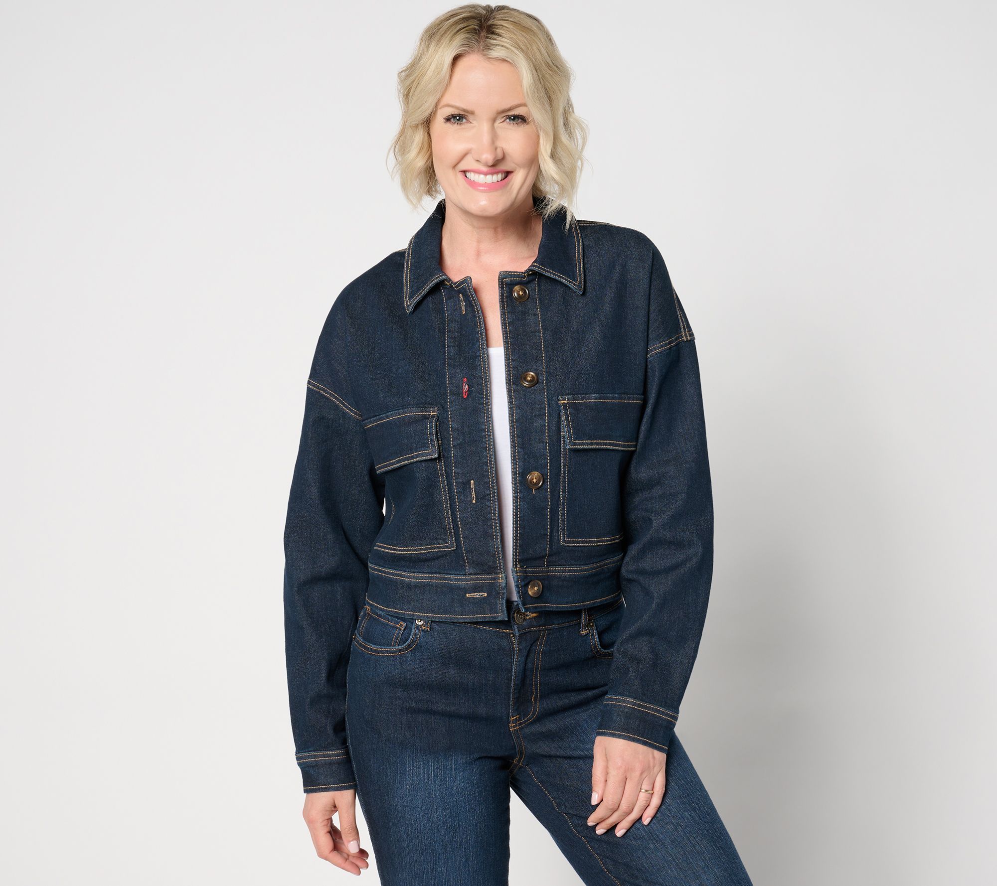 Peace Love World Authentic Denim Cropped Jacket - Indigo