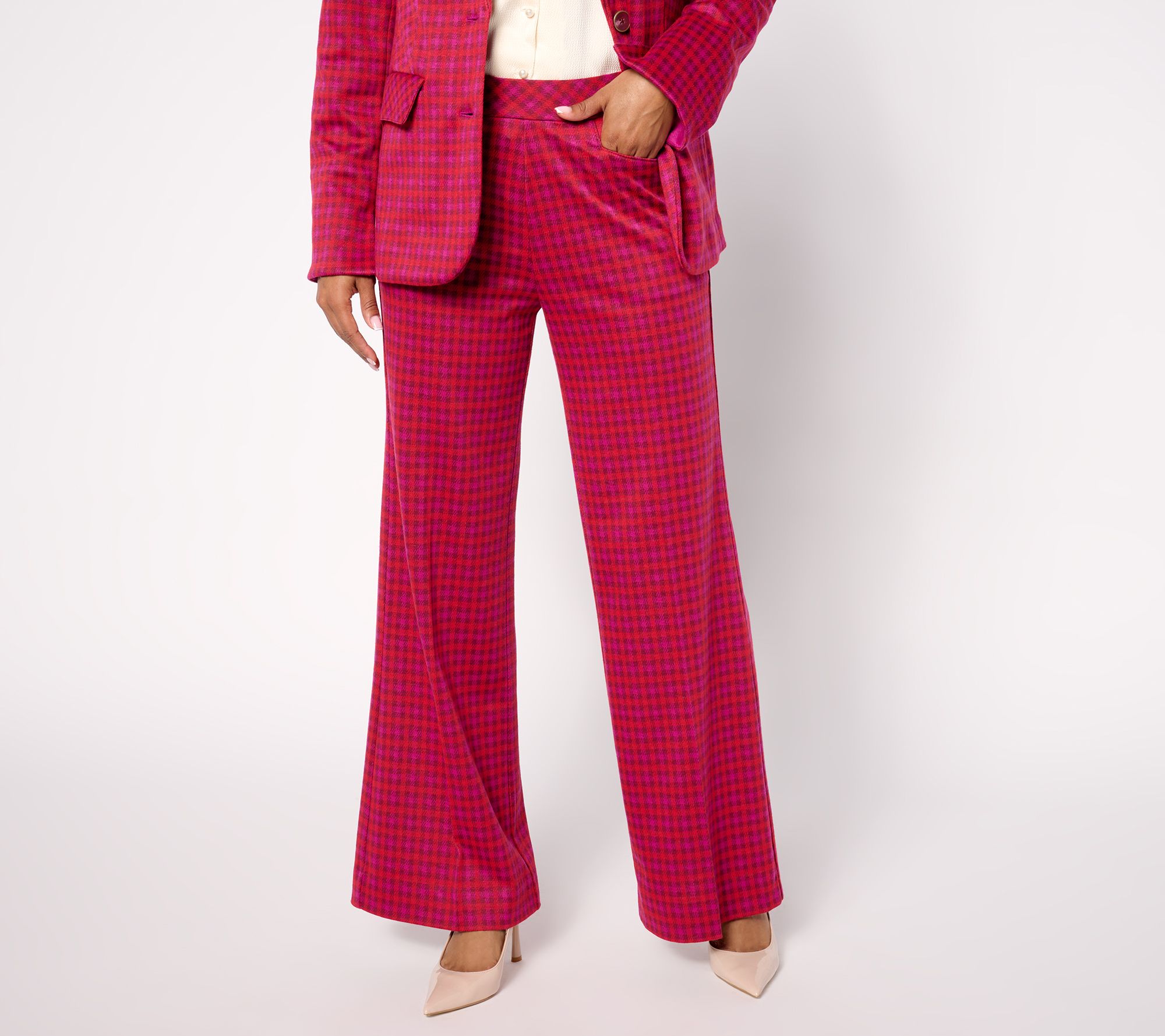 Isaac Mizrahi Live! Tall Estate Yarn-Dye Plaid Wide Leg Pants