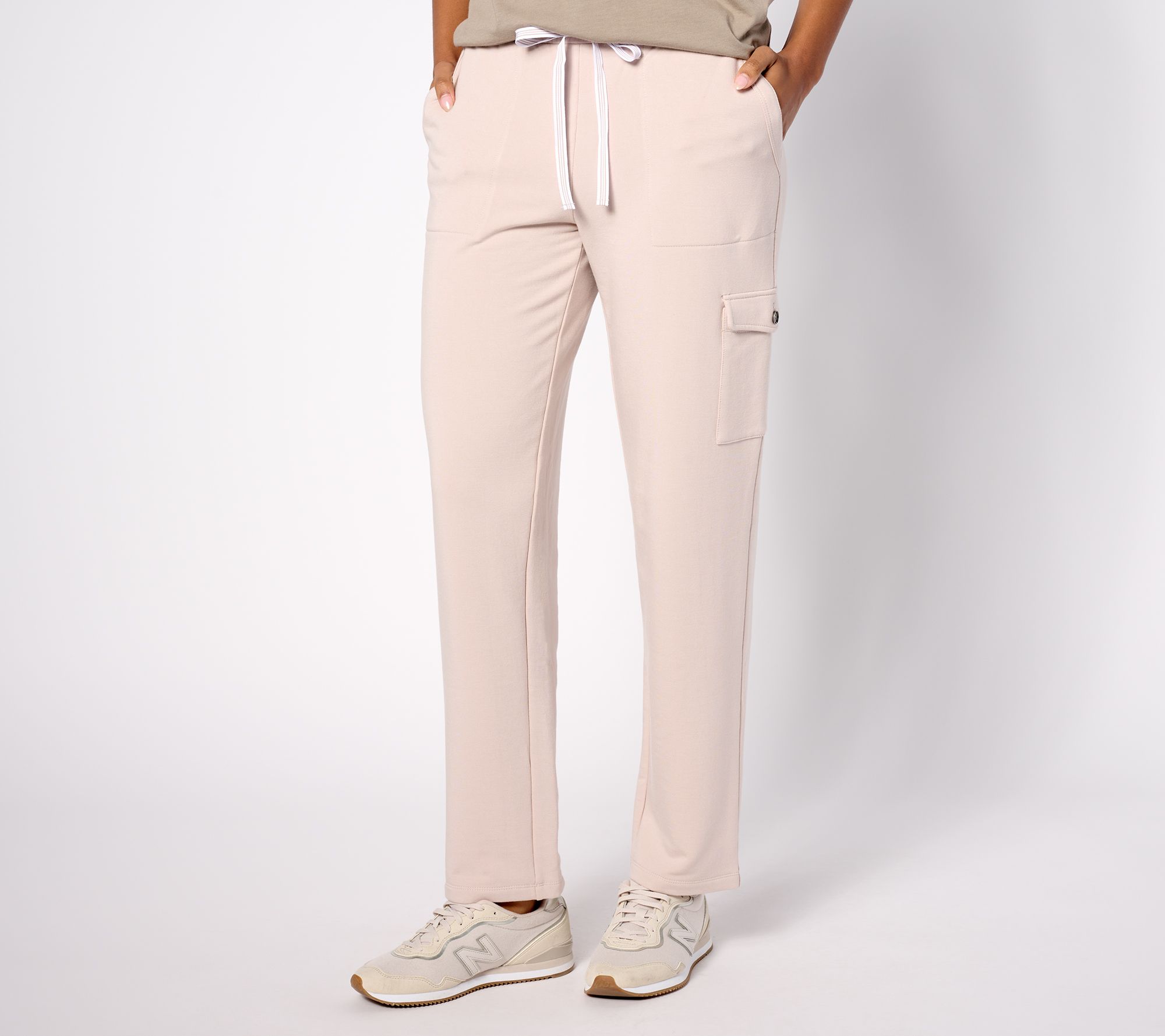 "As Is" Susan Graver Weekend Petite Knit Straight Leg Cargo Pants