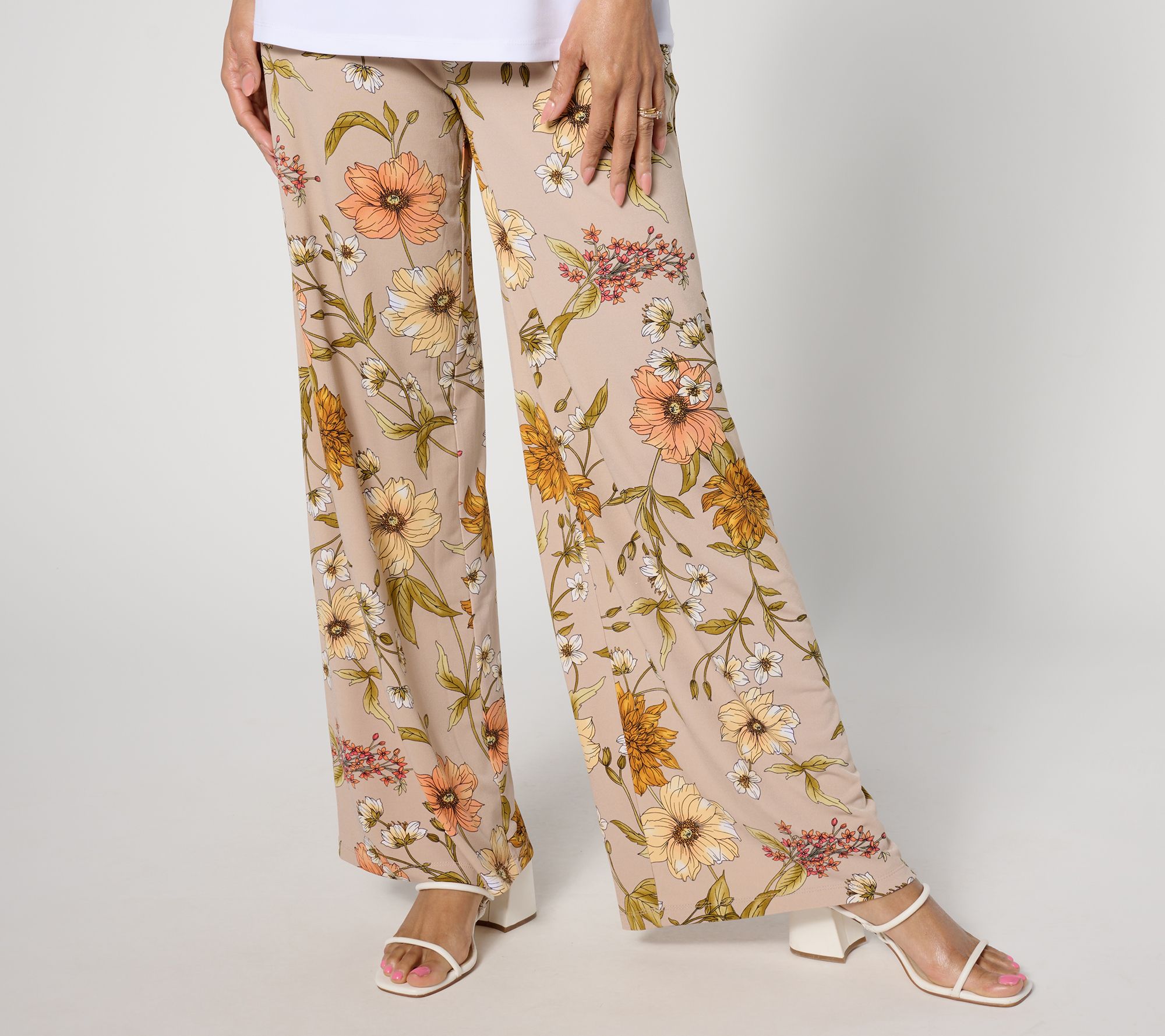 "As Is" Susan Graver Reg Printed Liquid Knit Wide Leg Pants