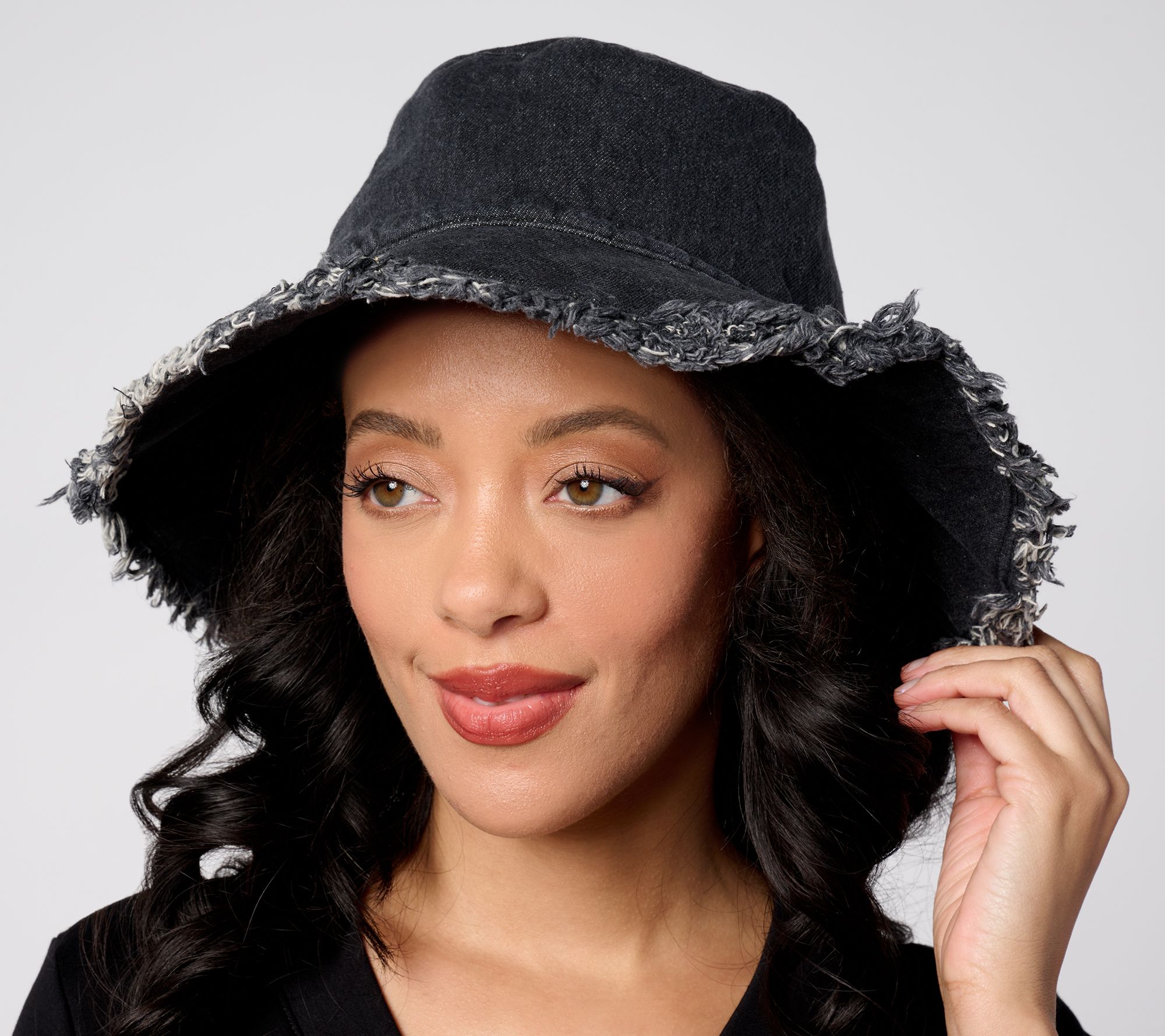 Sprigs Denim Wide Brim Fringe Sun Hat 