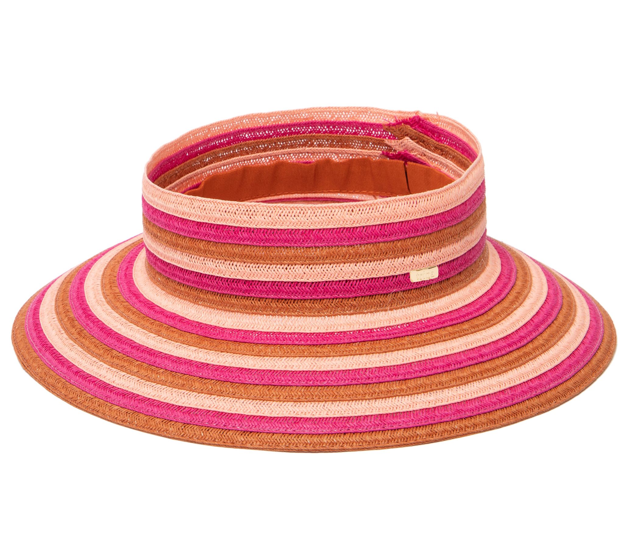 Trina by Trina Turk Marjorie S triped Wide Bri m Sun Visor