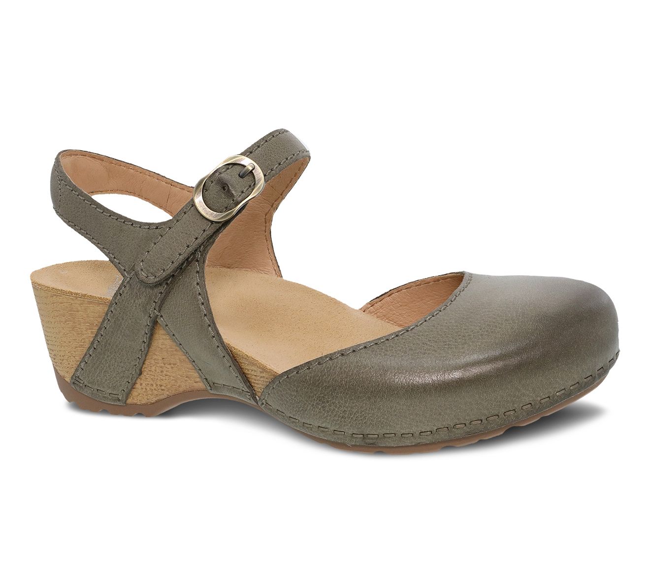 Dansko Ivy Milled Burnished Leather Closed Toe Sandal- Tiffani