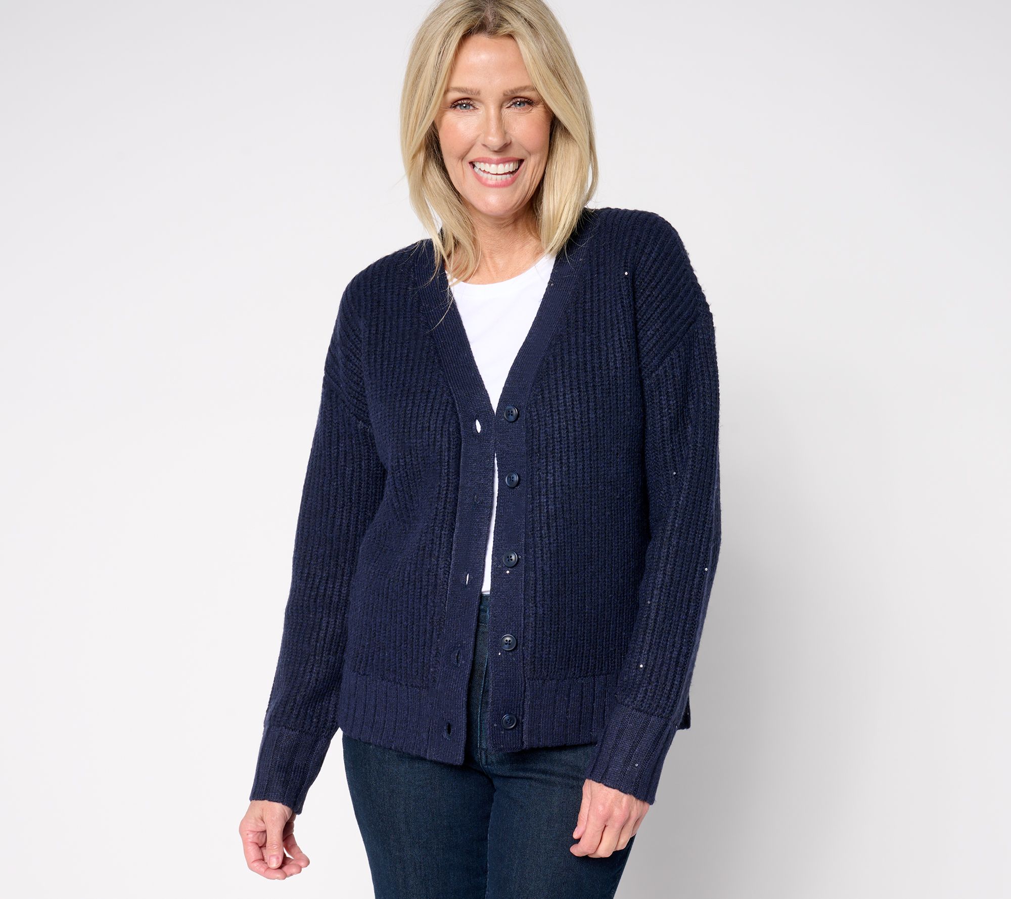 Studio Park x Amy Stran Button Front Sparklin' Cardigan