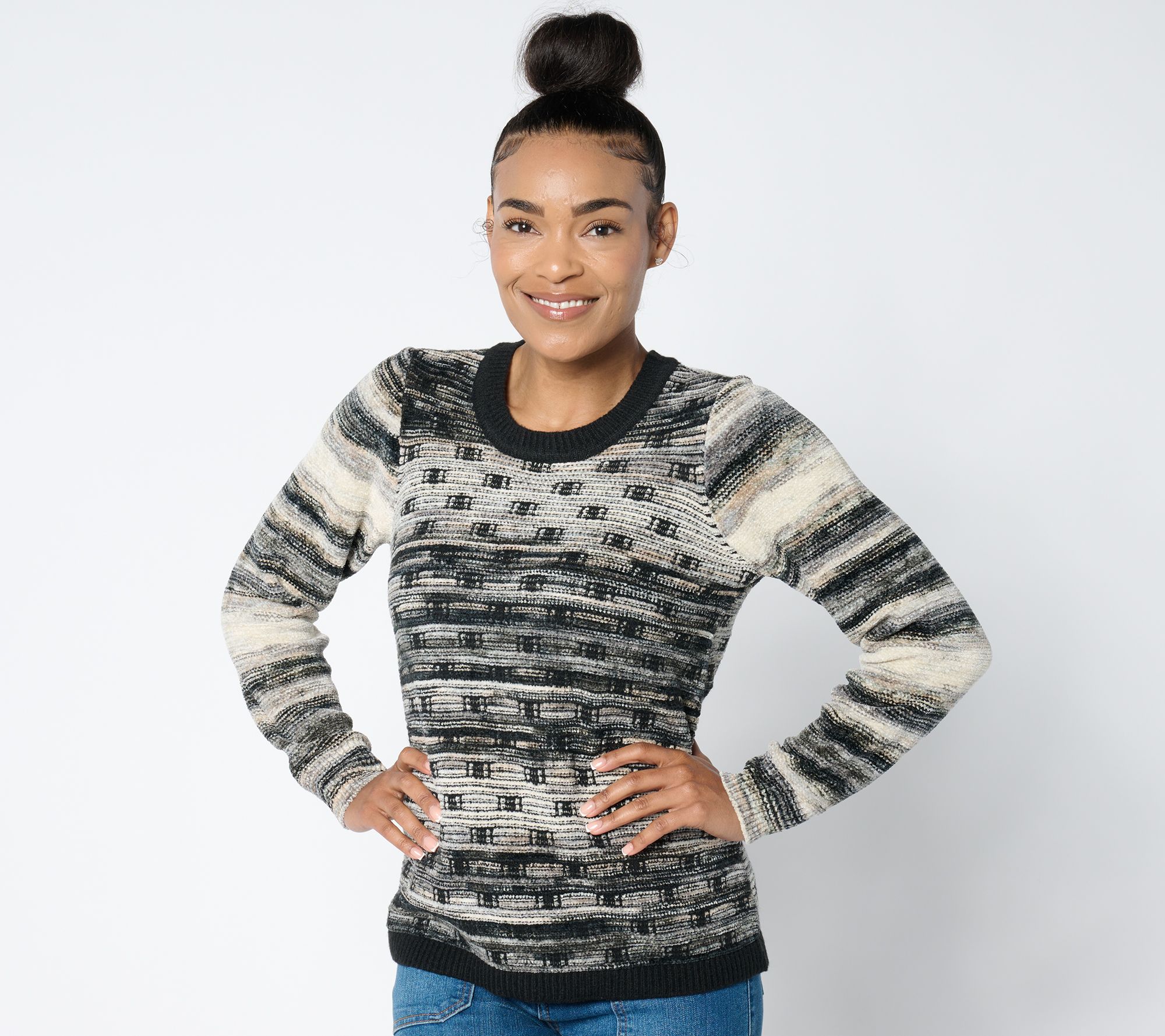 "As Is" LOGO by Lori Goldstein Crew Neck Long Sleeve Pullover