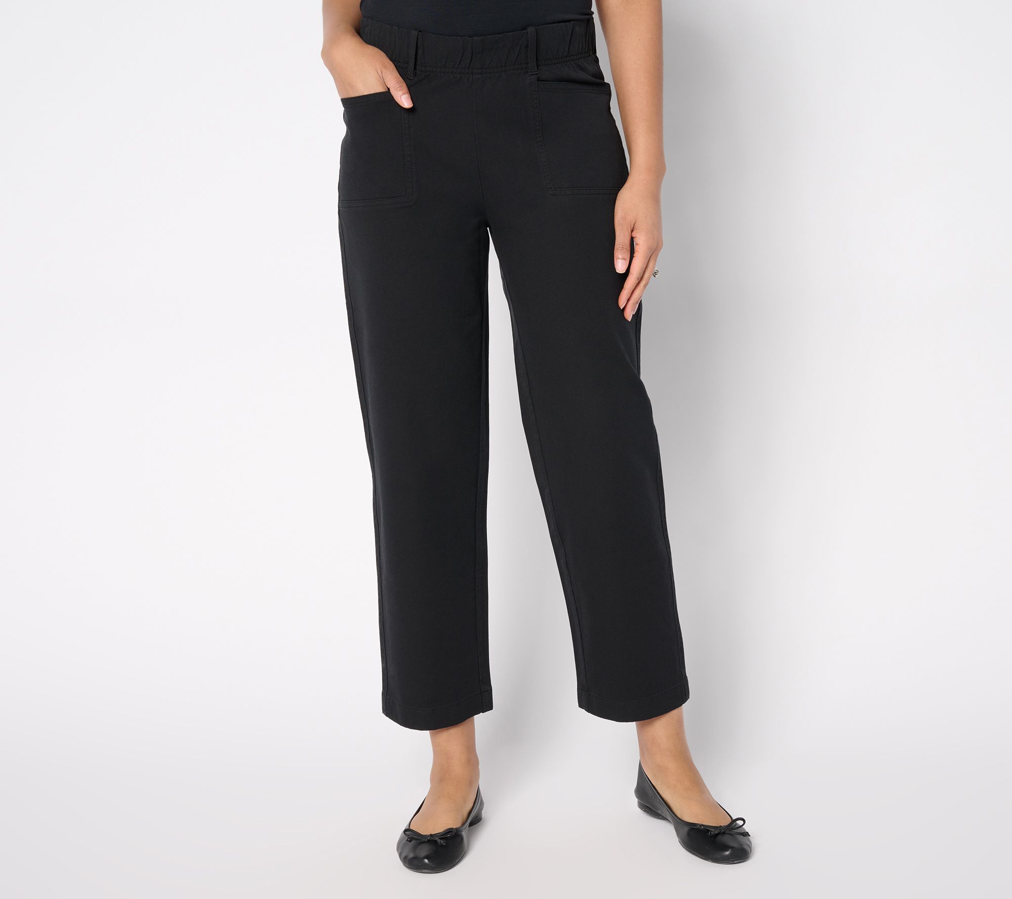 AnyBody Petite All-Stretch Twill Straight Leg Ankle Pants