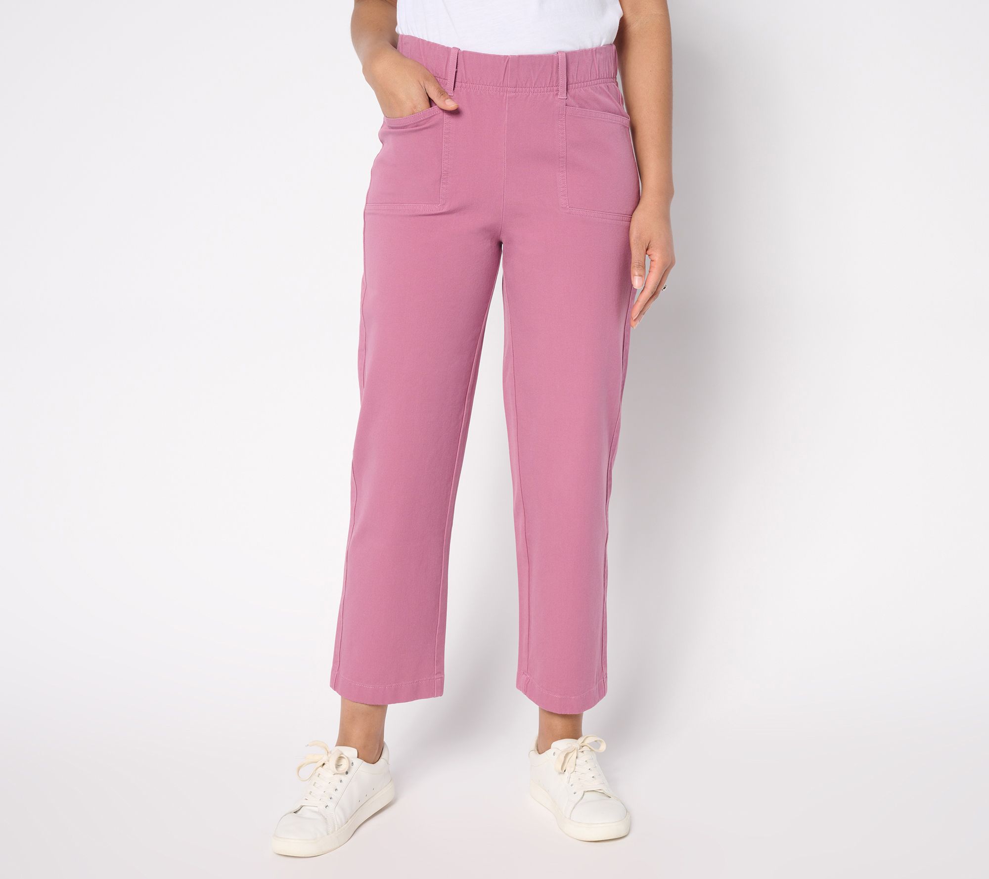 AnyBody Petite All-Stretch Twill Straight Leg Ankle Pants