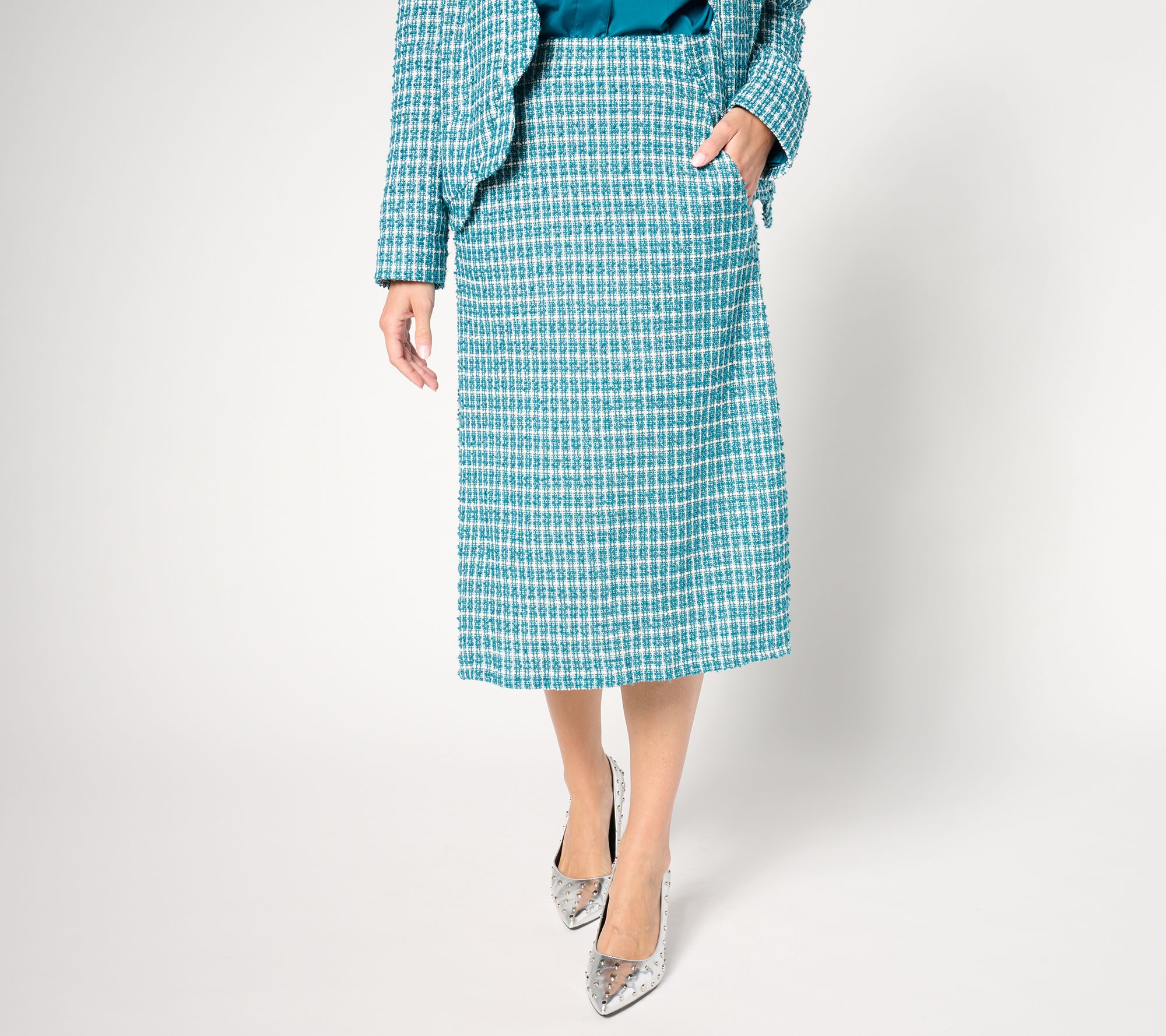 "As Is" by Stacy London Regular Knit Boucle A-Line Skirt
