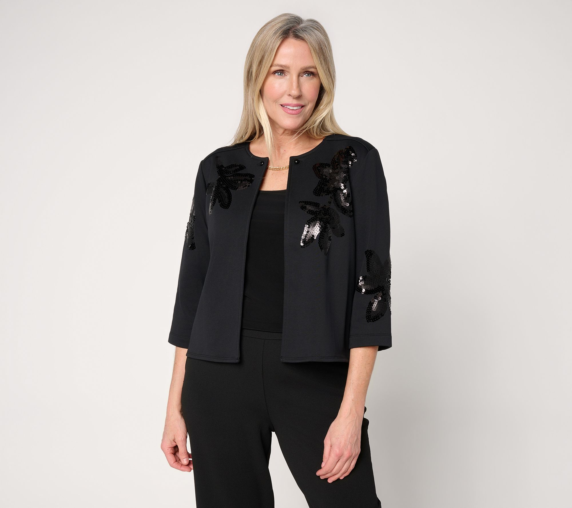 Dennis Basso Sweater Shrug with Sequin Accents