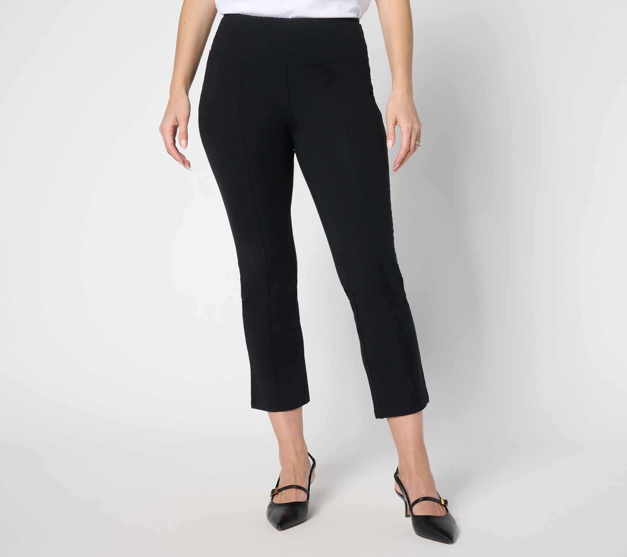 Women with Control Petite Tummy Control 86/14 Straight Leg Crop Pants