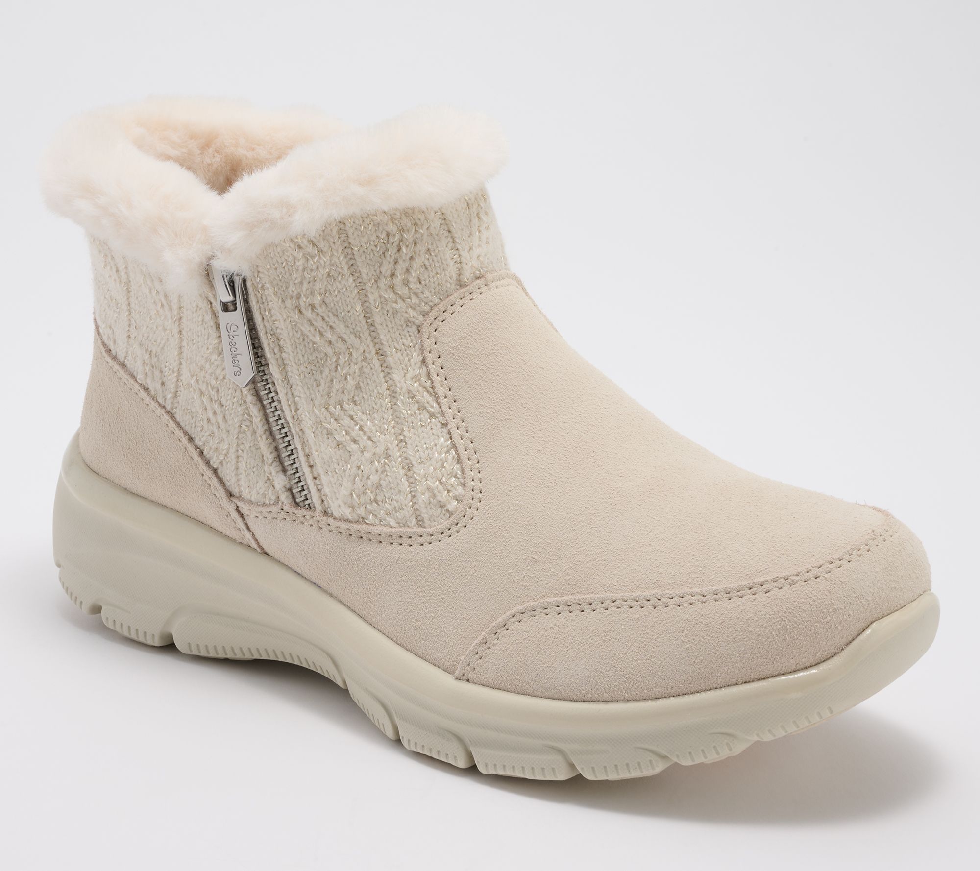 As Is Skechers Easy Going Sparkle Knit Ankle Boots- Bliss