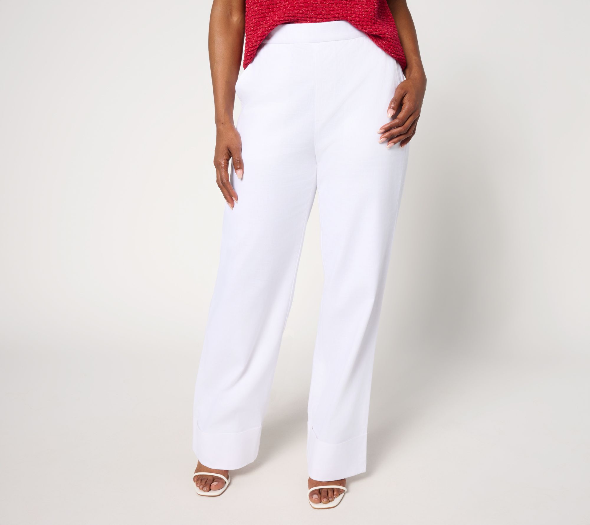 by Stacy London Petite Stretch Cotton Wide Leg Pant with Tall Cuff