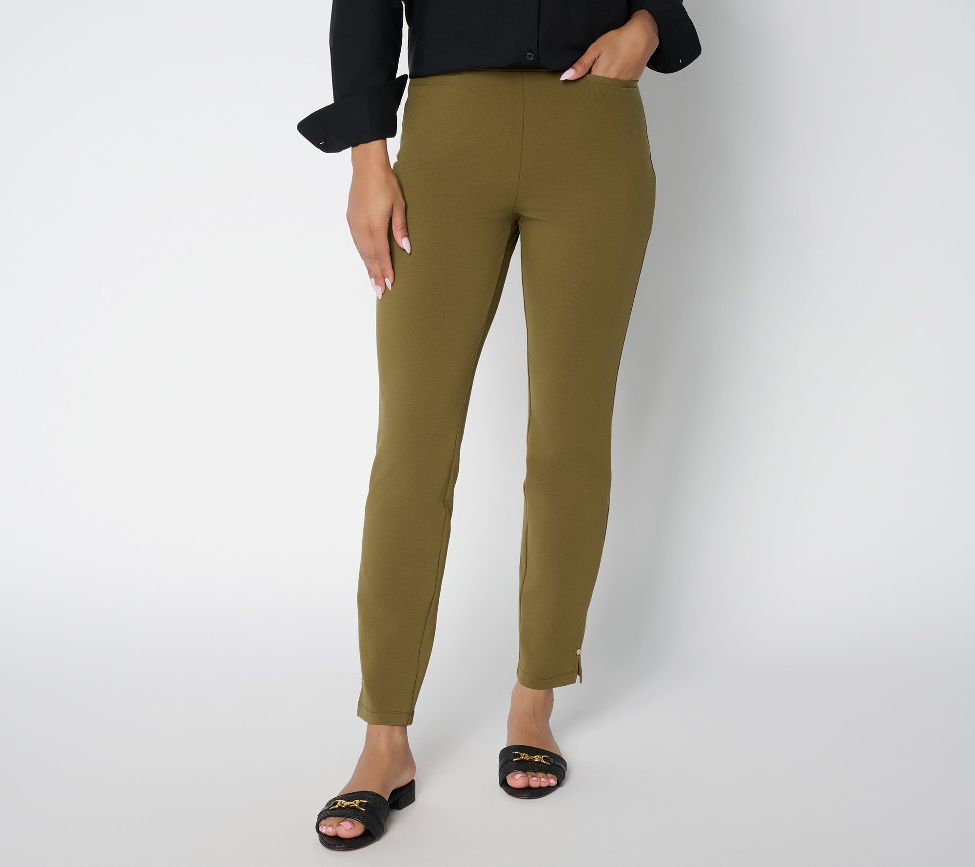 Susan Graver Weekend Petite Premium Stretch Slim-Leg Ankle Pants
