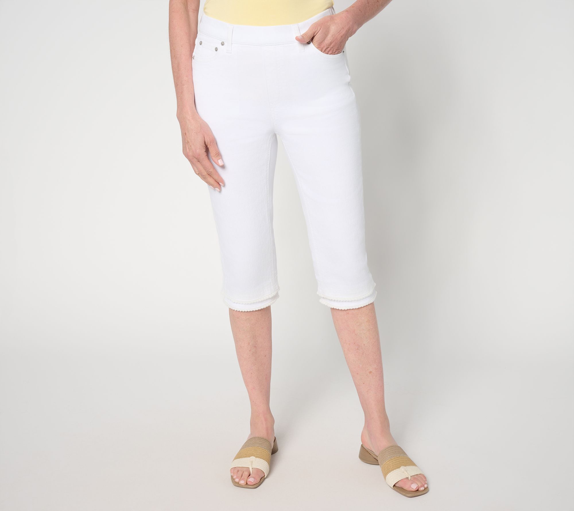 Denim & Co. Petite Classic Stretch Skimmer Jean w/ Picot Trim