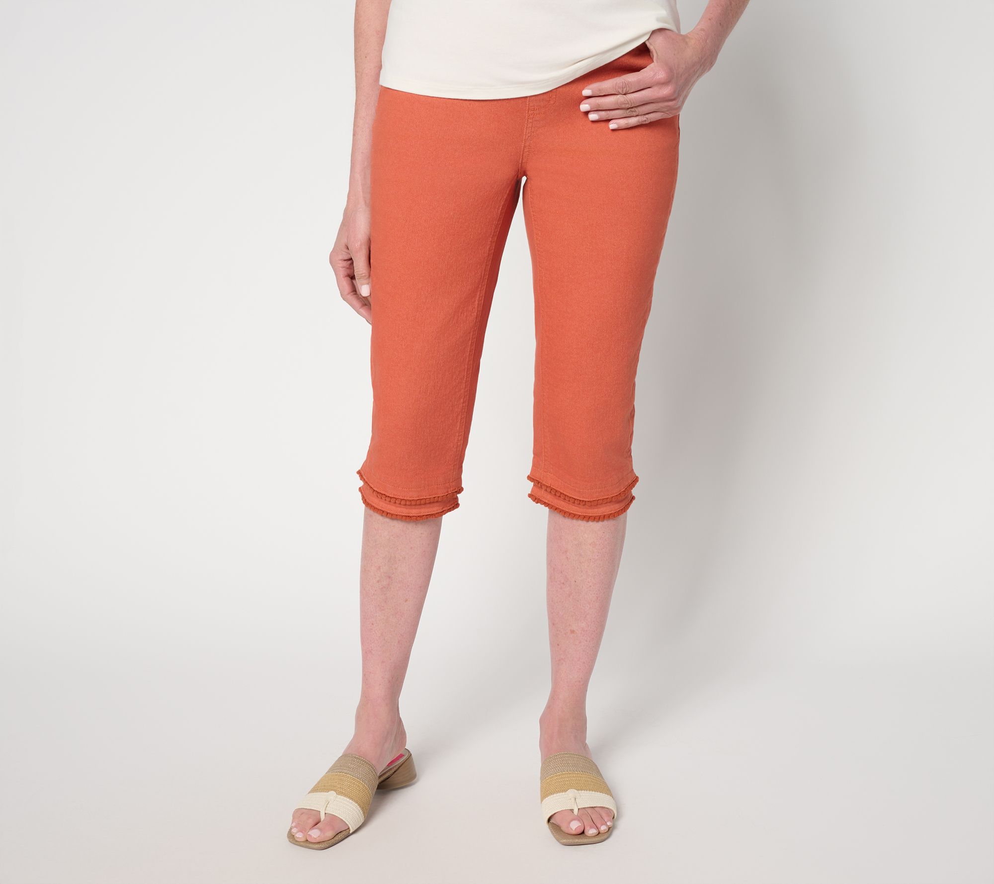 Denim & Co. Petite Classic Stretch Skimmer Jean w/ Picot Trim