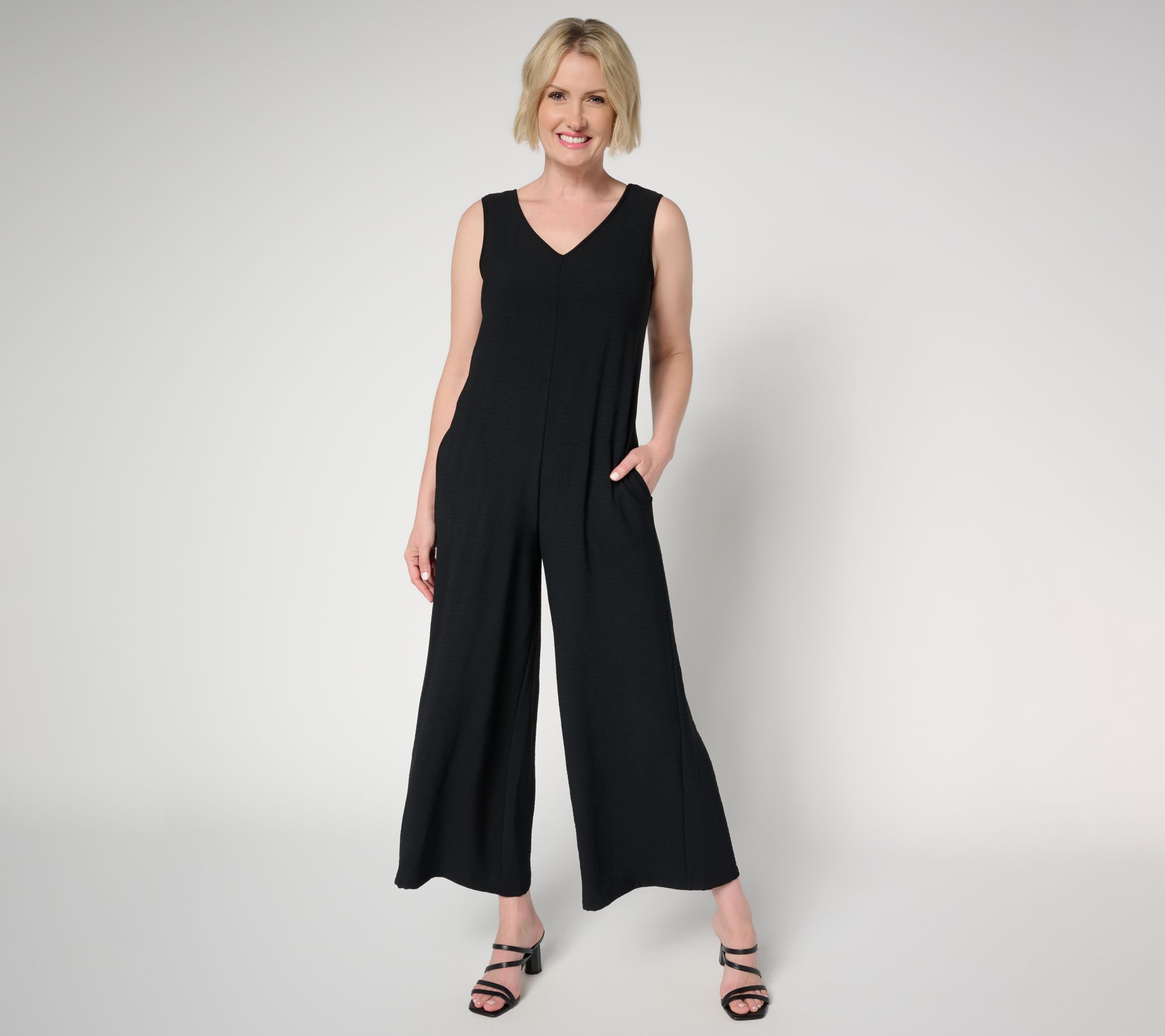 Attitudes by Renee Petite Textured Woven Sleeveless Jumpsuit
