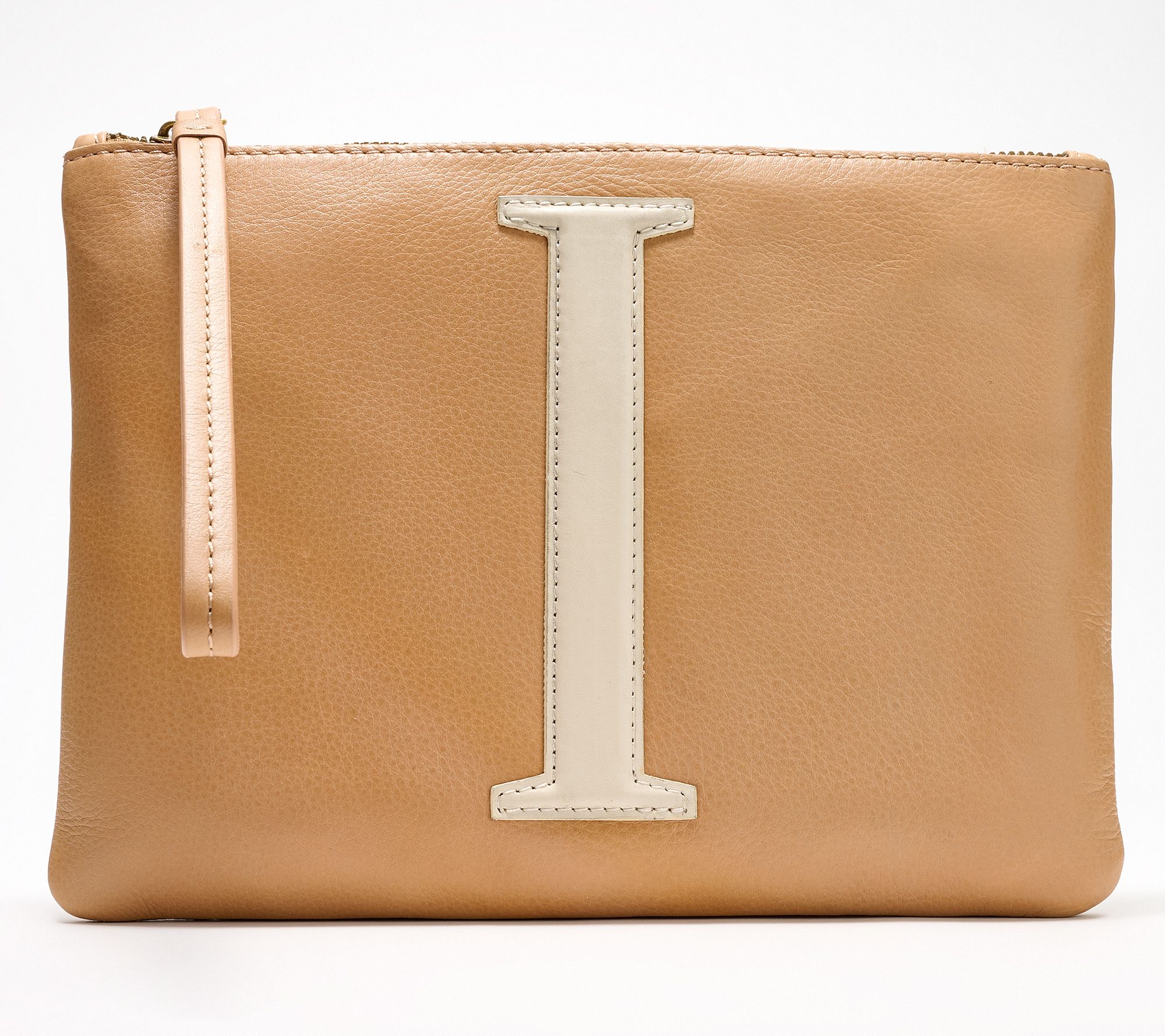 American Leather Co. Dover Leather Monogram Wristlet Pouch