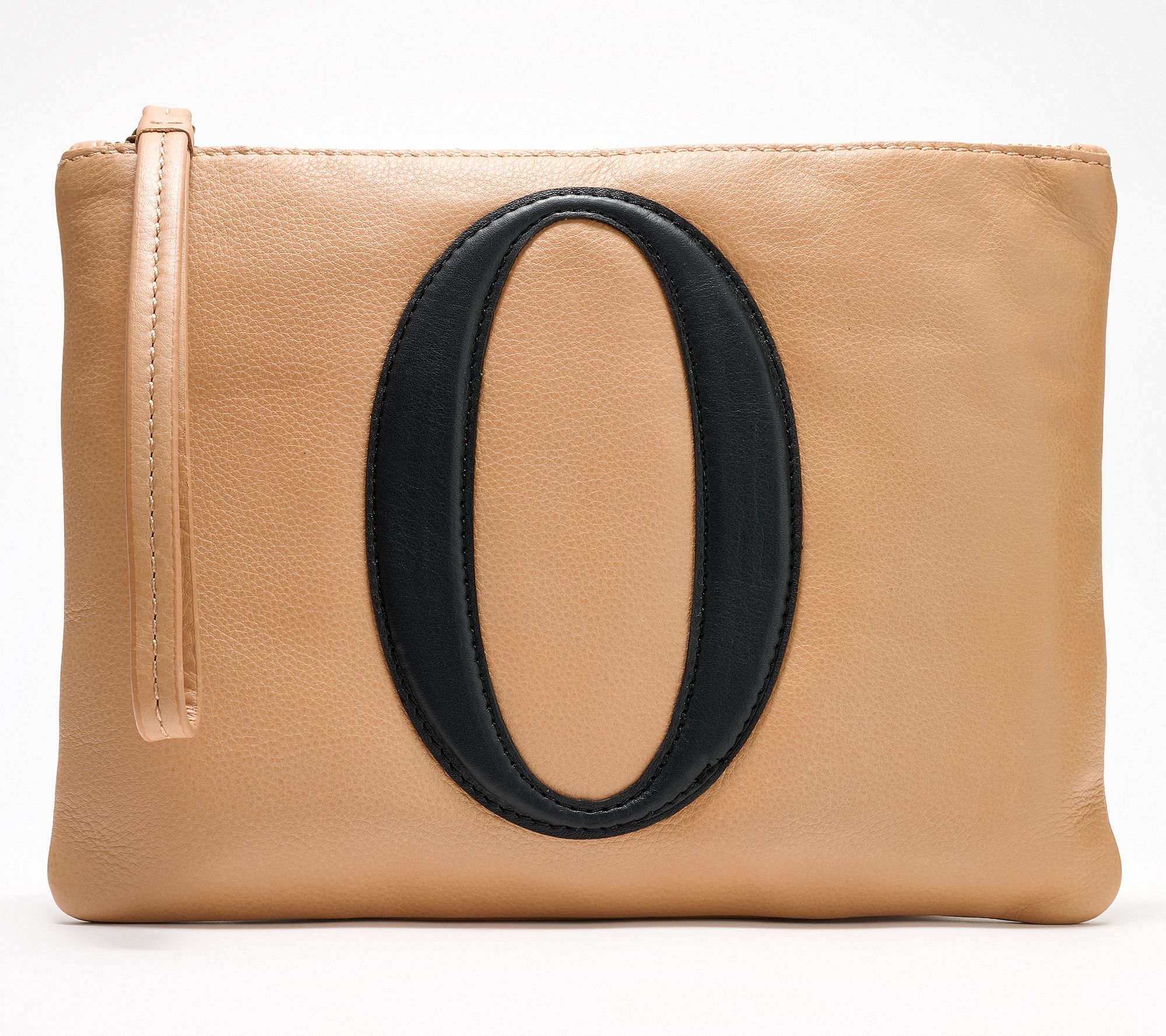 American Leather Co. Dover Leather Monogram Wristlet Pouch