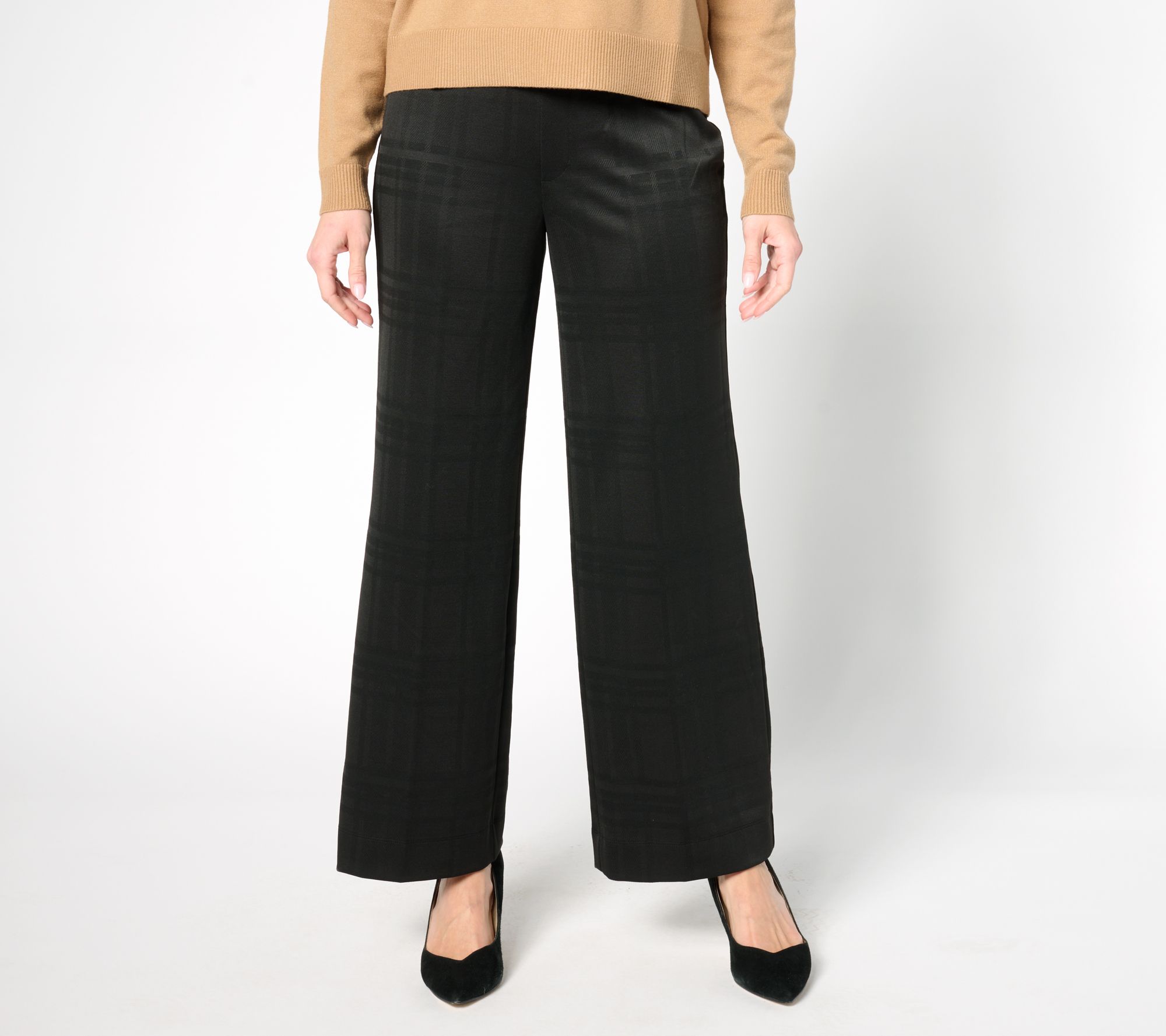"As Is" by Stacy London Regular Knit Jacquard Wide Leg Pant