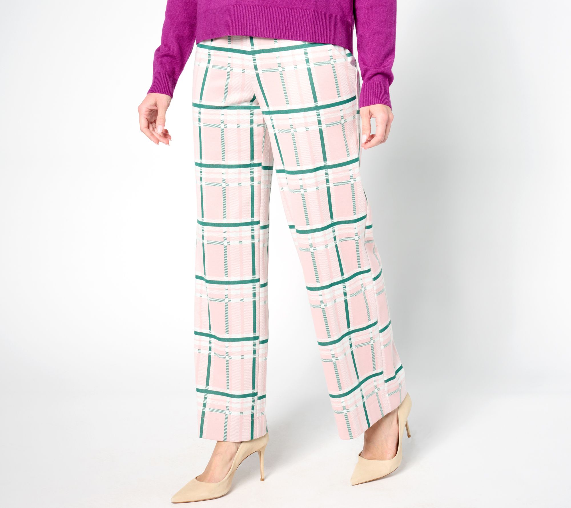 "As Is" by Stacy London Regular Knit Jacquard Wide Leg Pant
