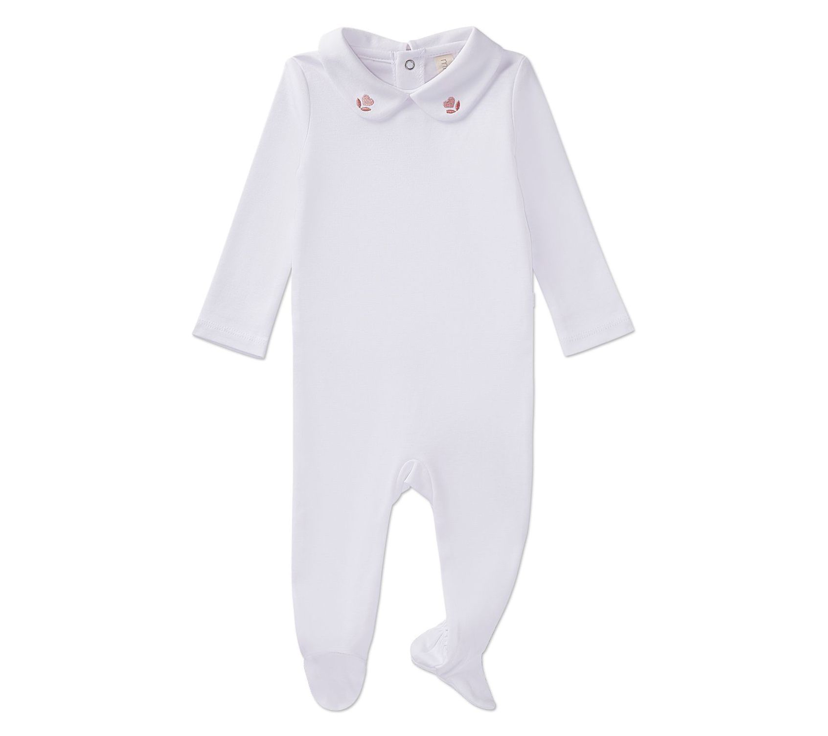 MiniMoi Girls Cotton Footie w/ Heart Emroidery