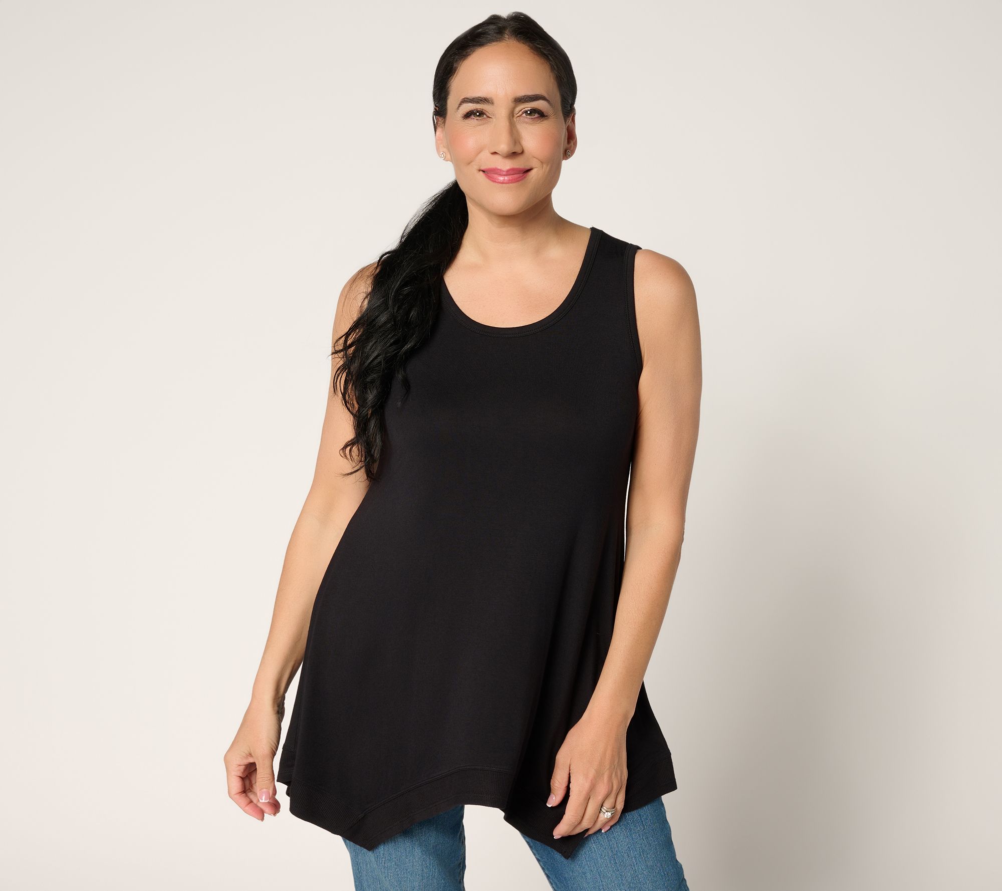 LOGO Layers by Lori Goldstein Hankerchief Hem Tank