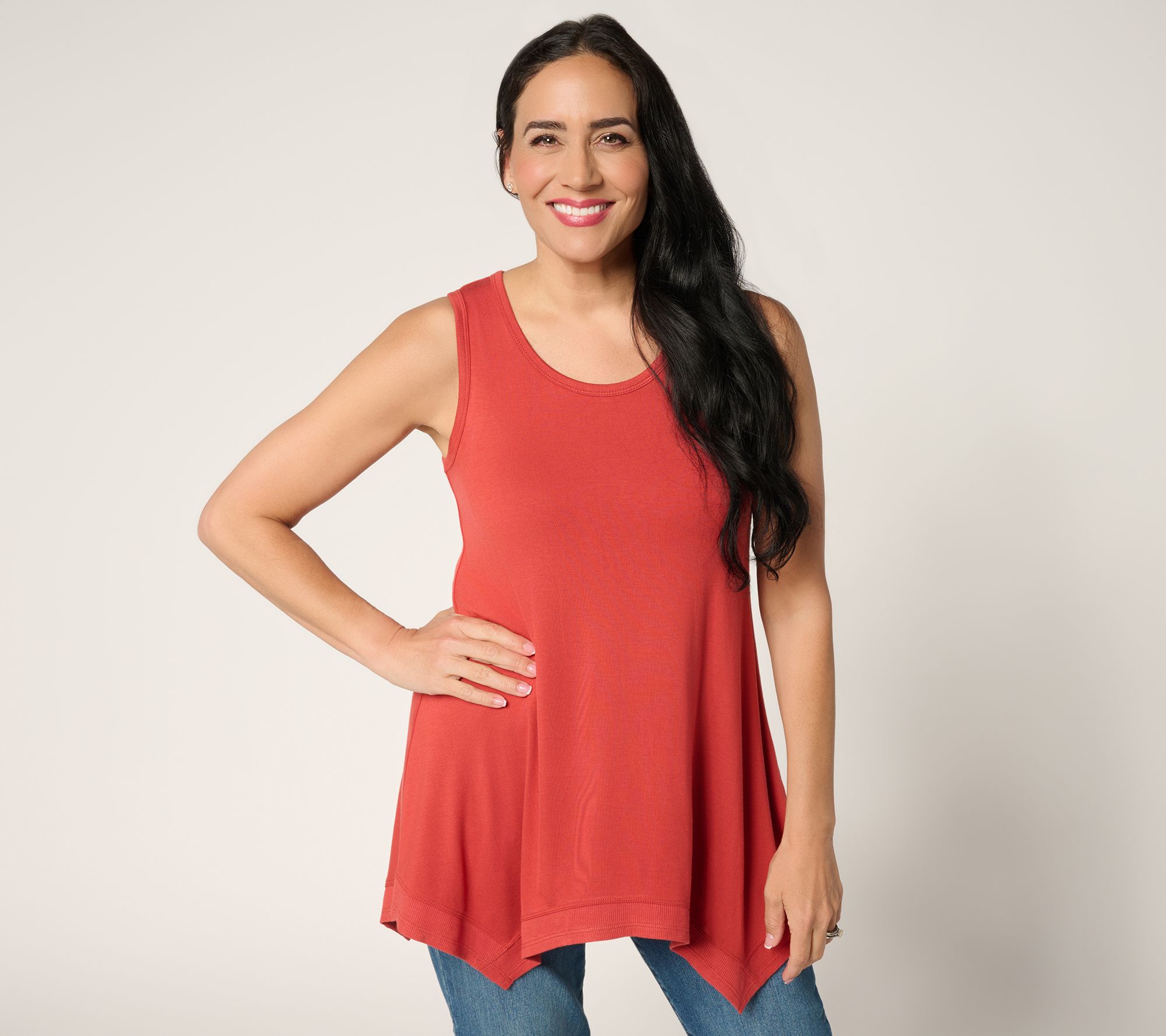 LOGO Layers by Lori Goldstein Hankerchief Hem Tank