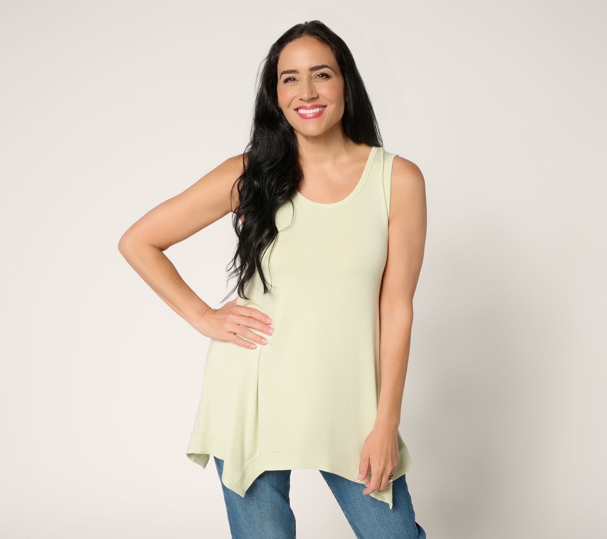 LOGO Layers by Lori Goldstein Hankerchief Hem Tank