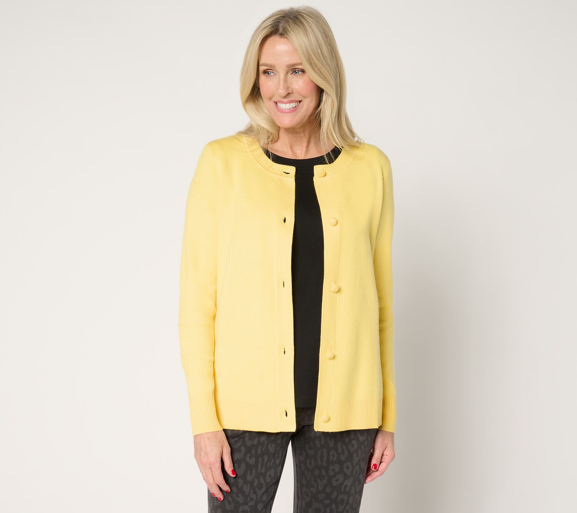 "As Is" Denim & Co. Long Sleeve Button Front Cardigan