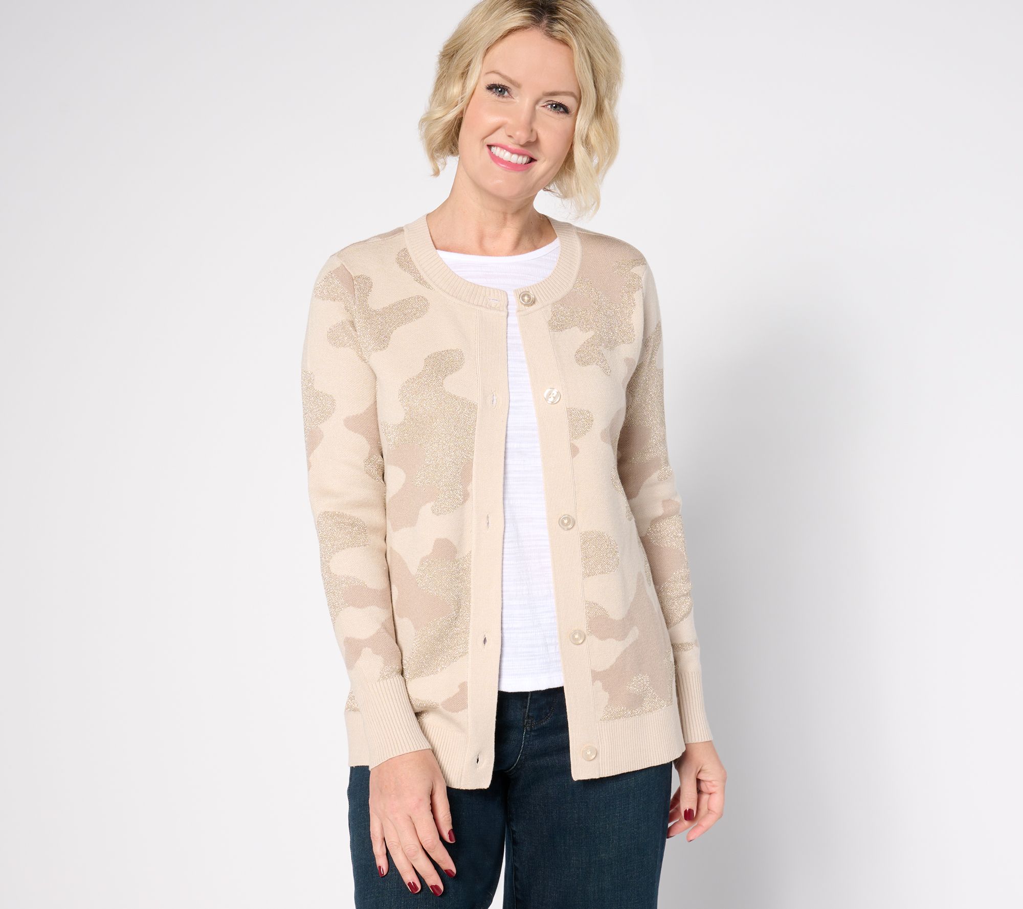 "As Is" Denim & Co. Long Sleeve Button Front Cardigan