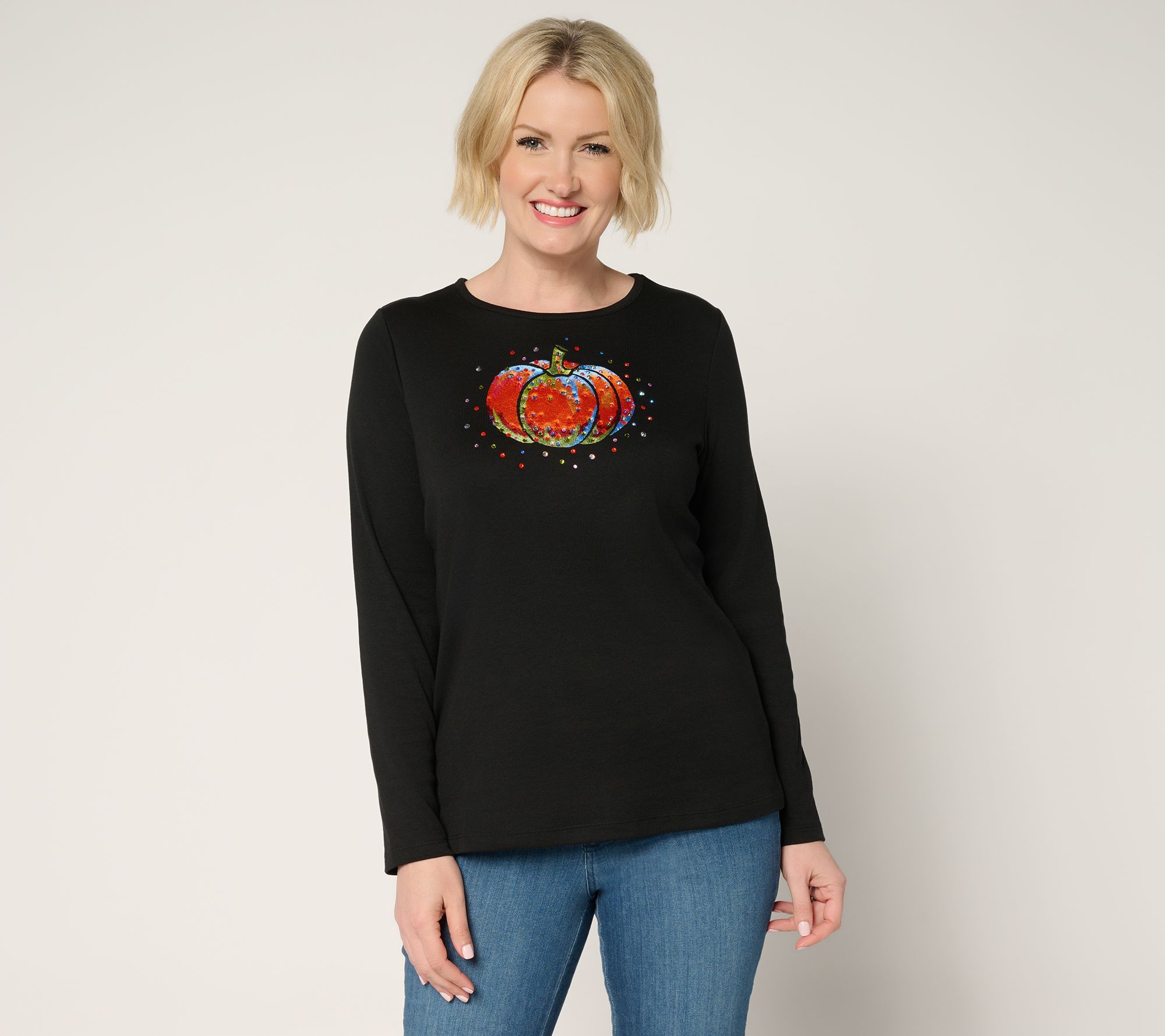 Quacker Factory Fall Kaleidoscope Long Sleeve Top