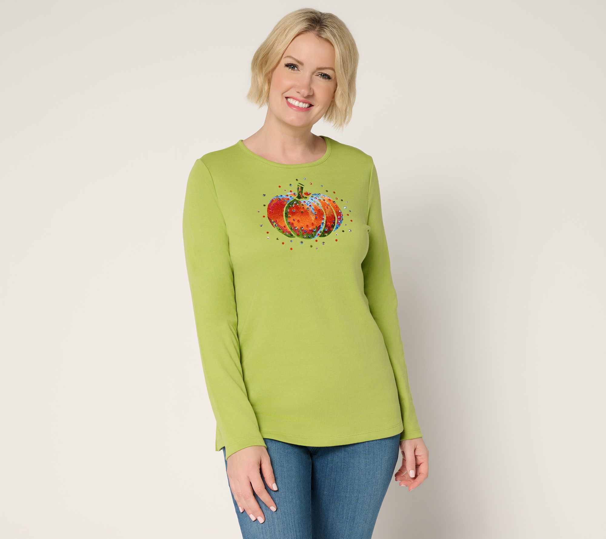 Quacker Factory Fall Kaleidoscope Long Sleeve Top