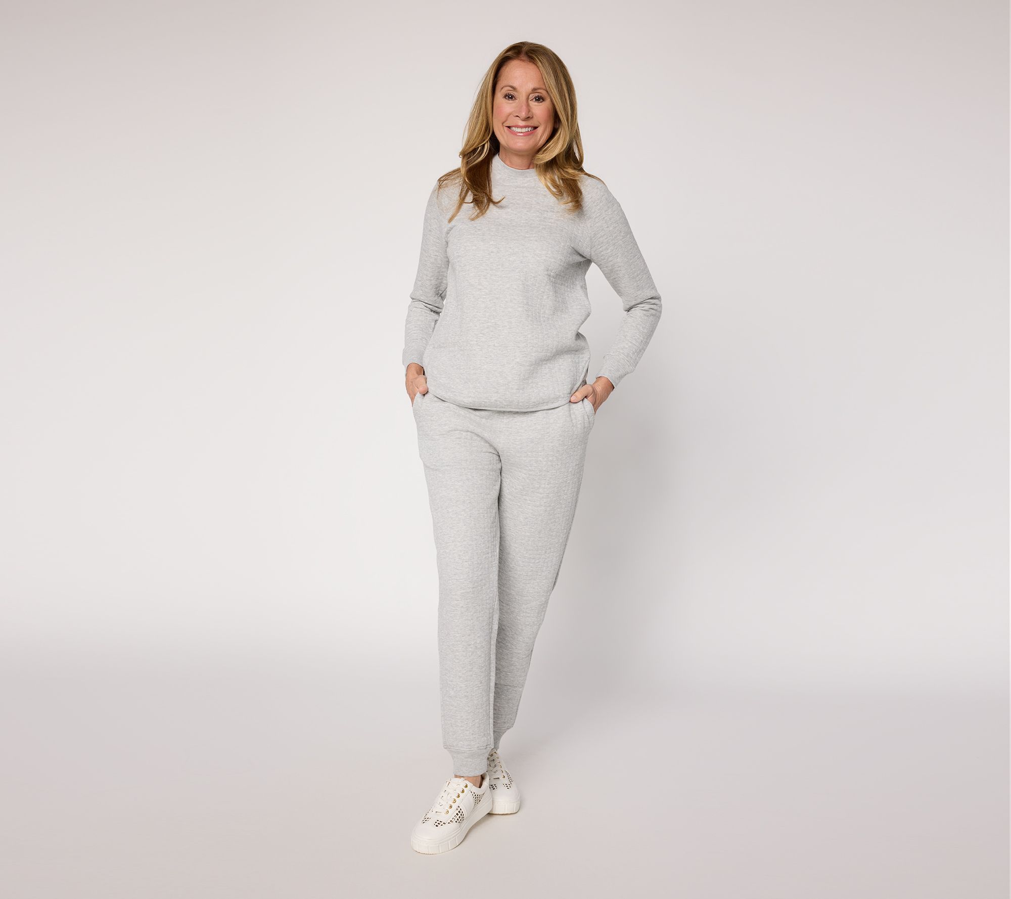 Carole Hochman Grid Knit Jogger Lounge Set
