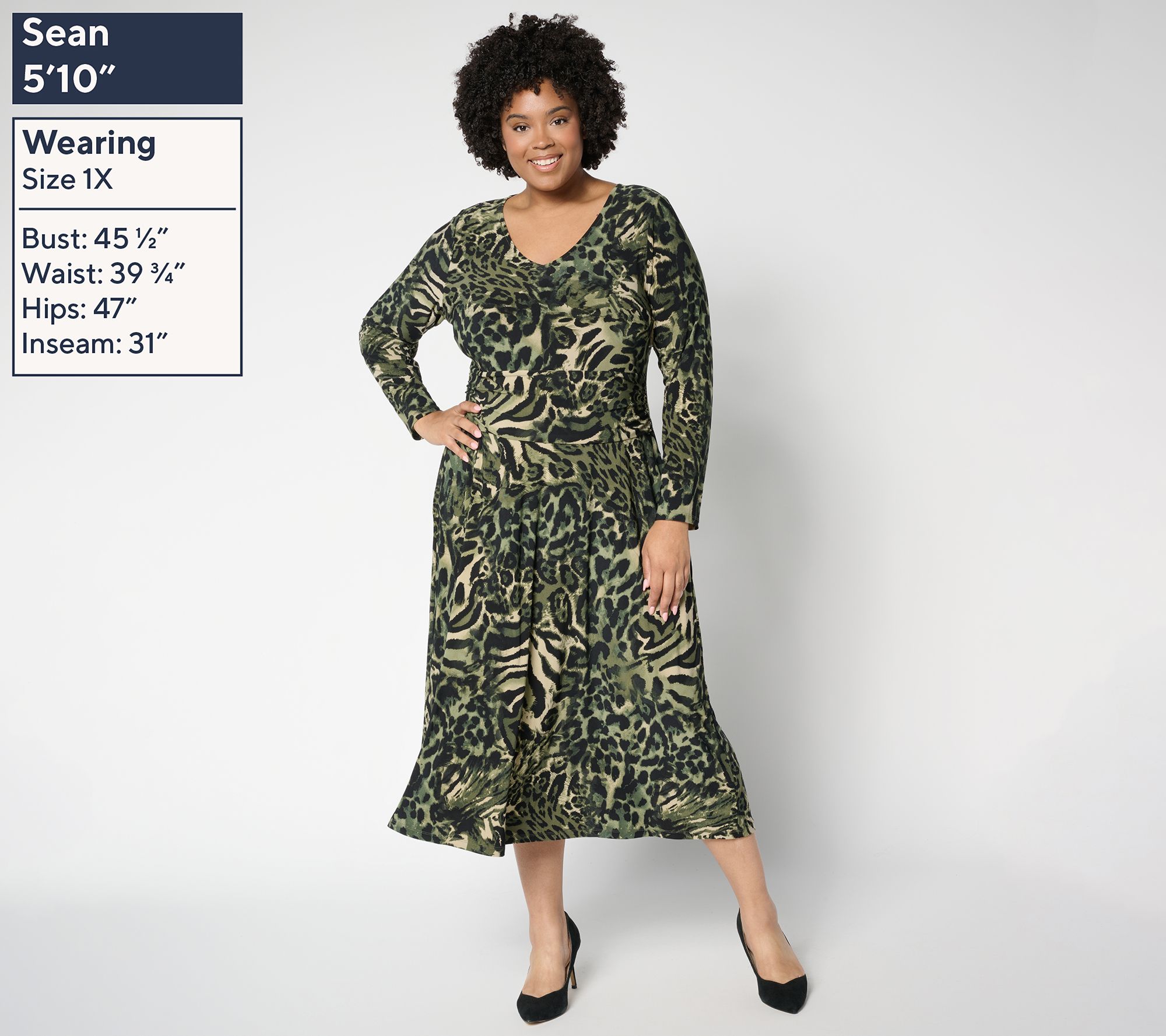 Attitudes by Renee Como Jersey Printed Ruched Midi Dress - QVC.com