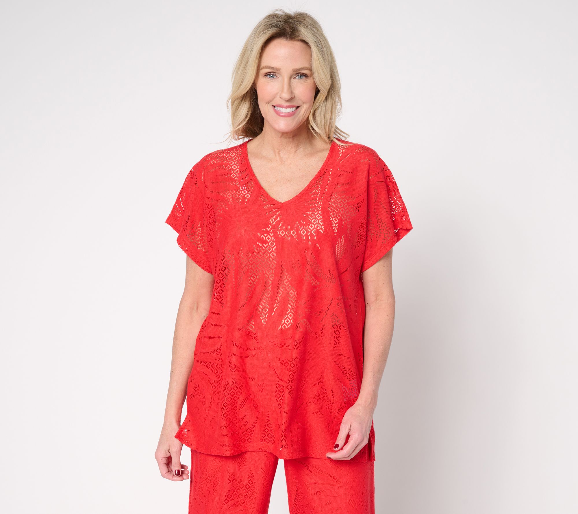 "As Is" Susan Graver Soleil Regular Lace Knit Tunic