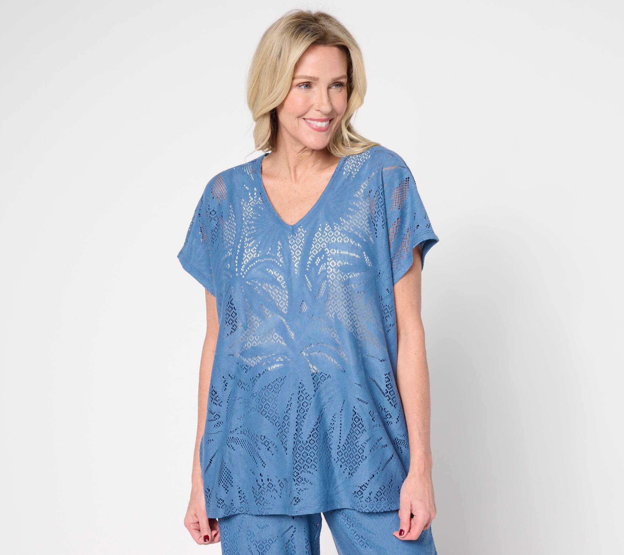 "As Is" Susan Graver Soleil Regular Lace Knit Tunic