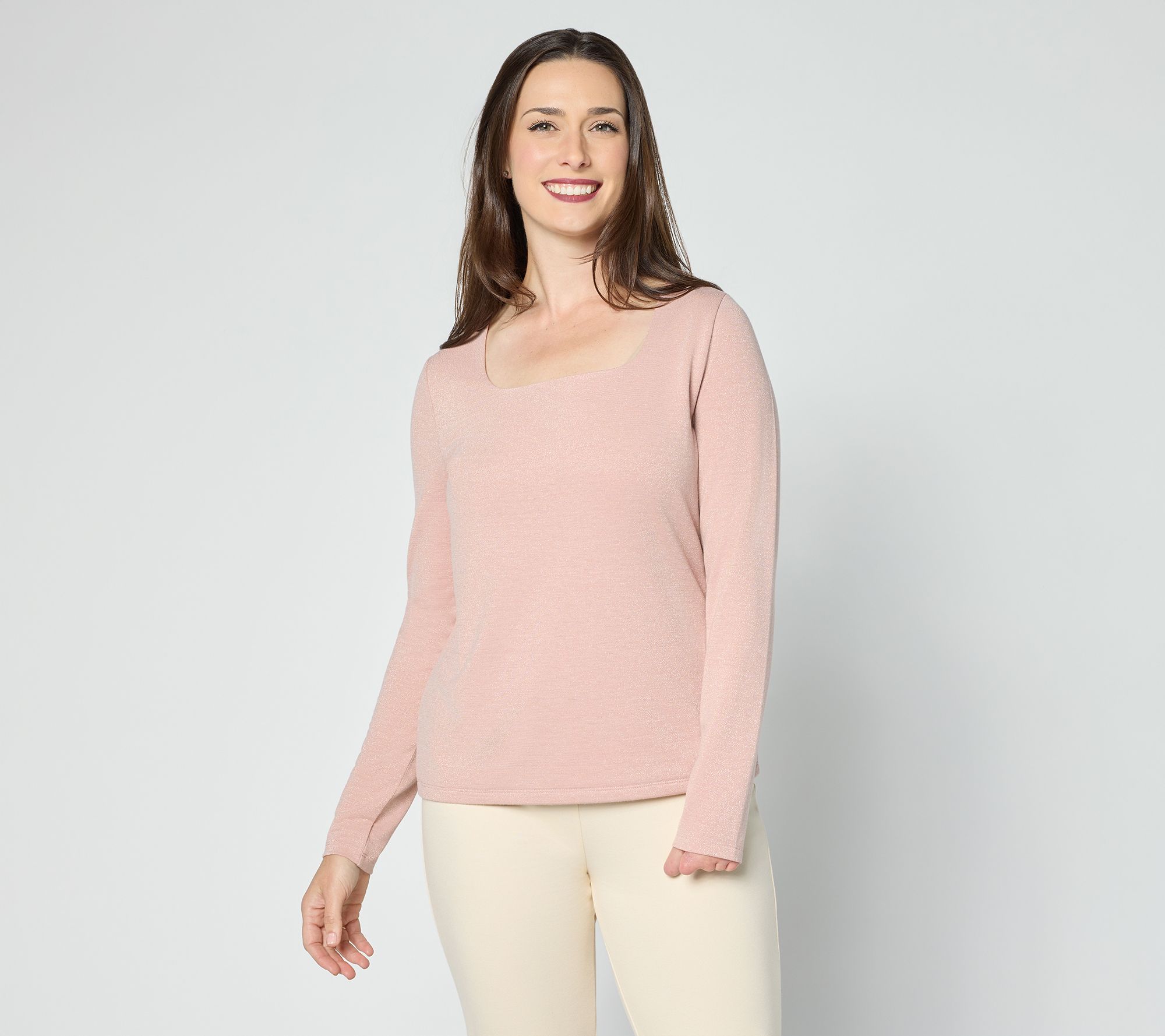 BEAUTIFUL by Lawrence Zarian The Dana Square Neckline Soft Shimmer Top