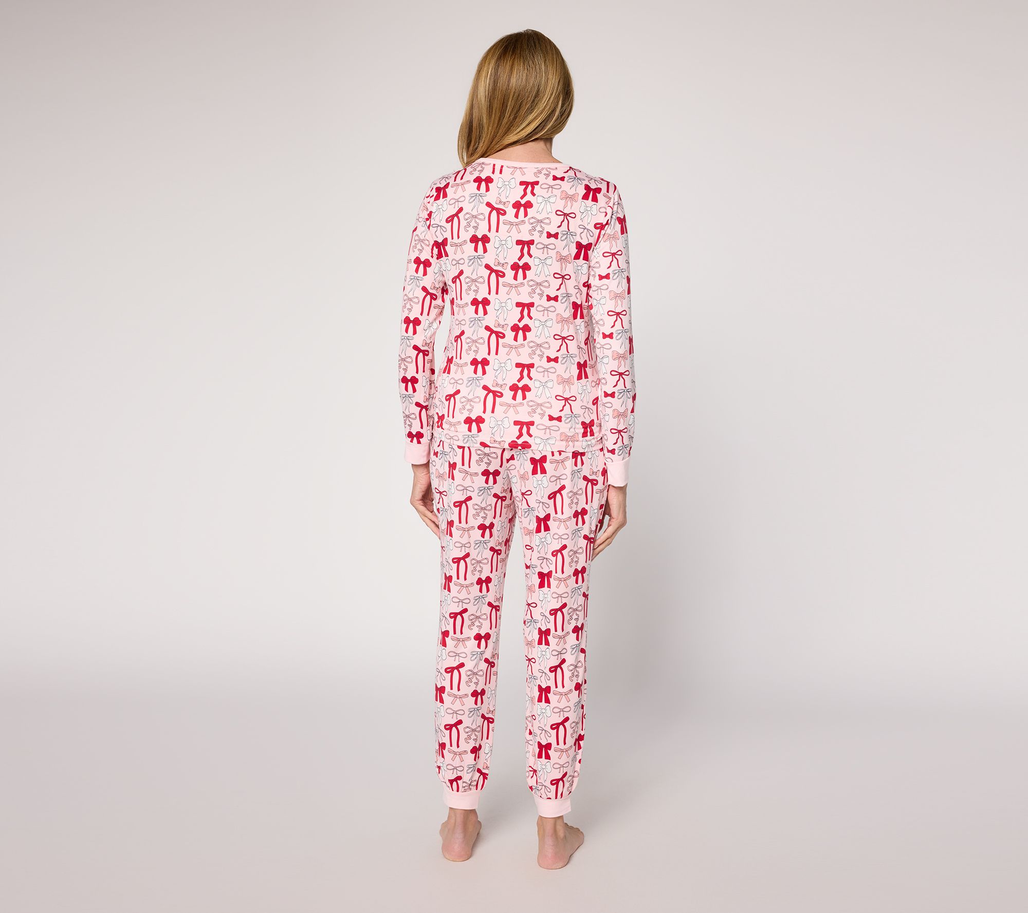 MUK LUKS Petite Cloud Knit Henley Printed Pajama Set - QVC.com