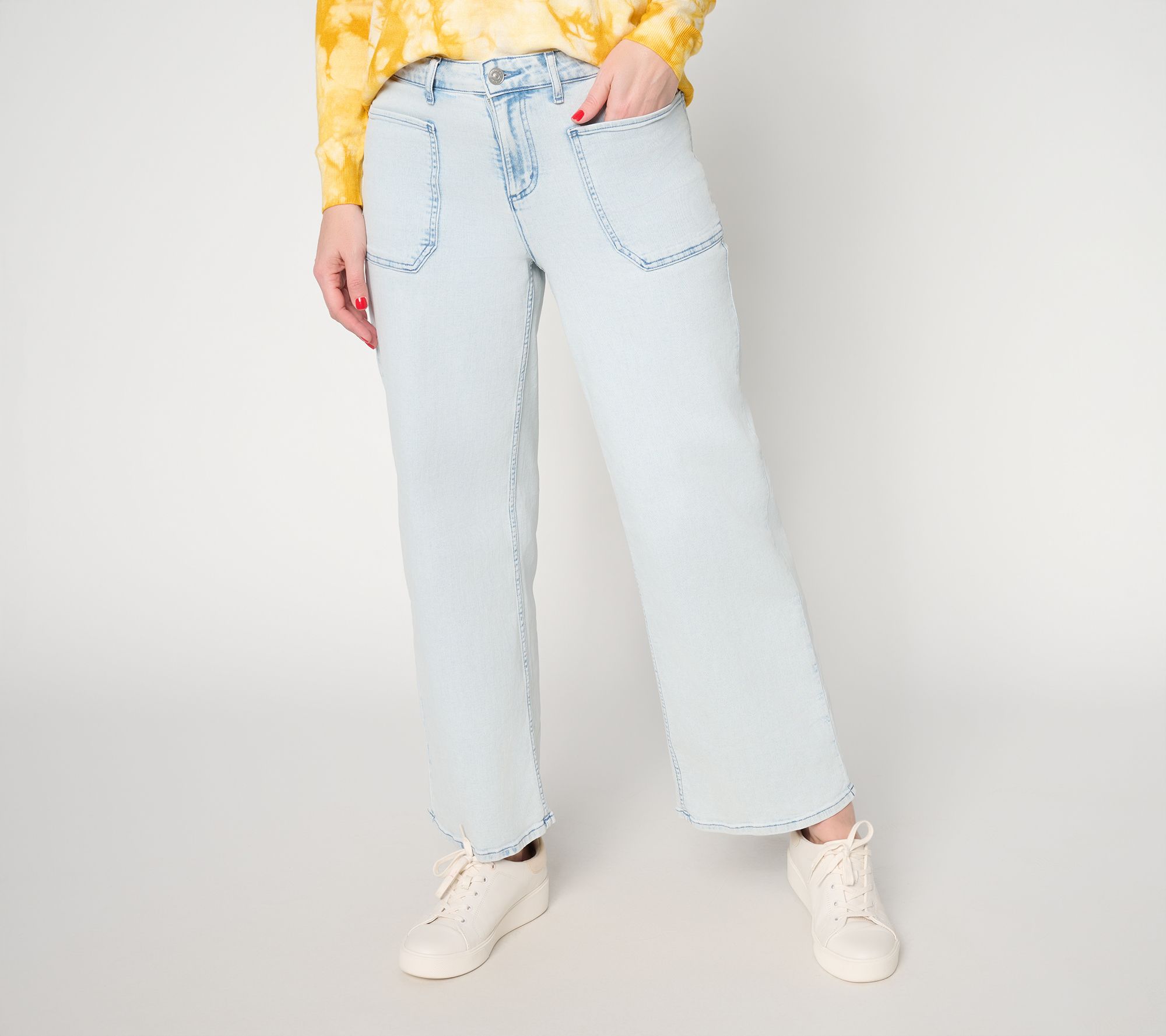 LOGO by Lori Goldstein Regular Full Length Wide Leg Jeans