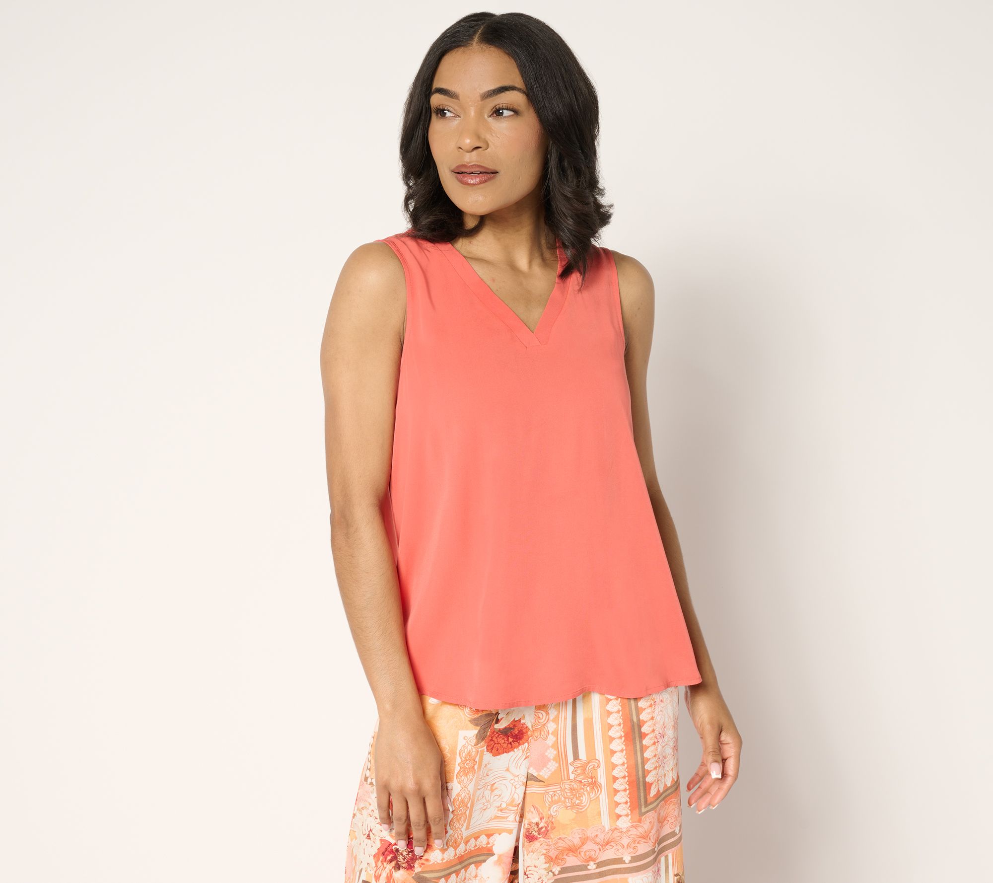 "As Is" Women with Control Rayon Blend V-Neck Tank Top