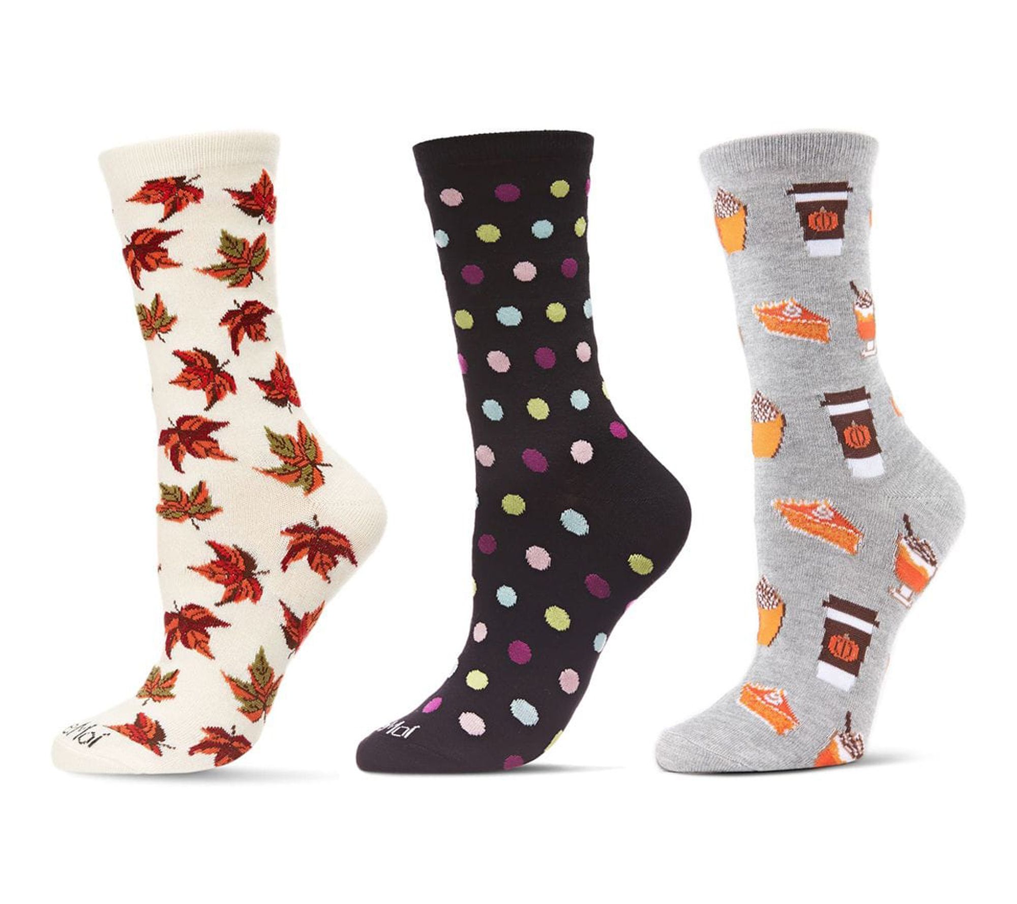 MeMoi Women's Set of 3 Autumn Crew Socks