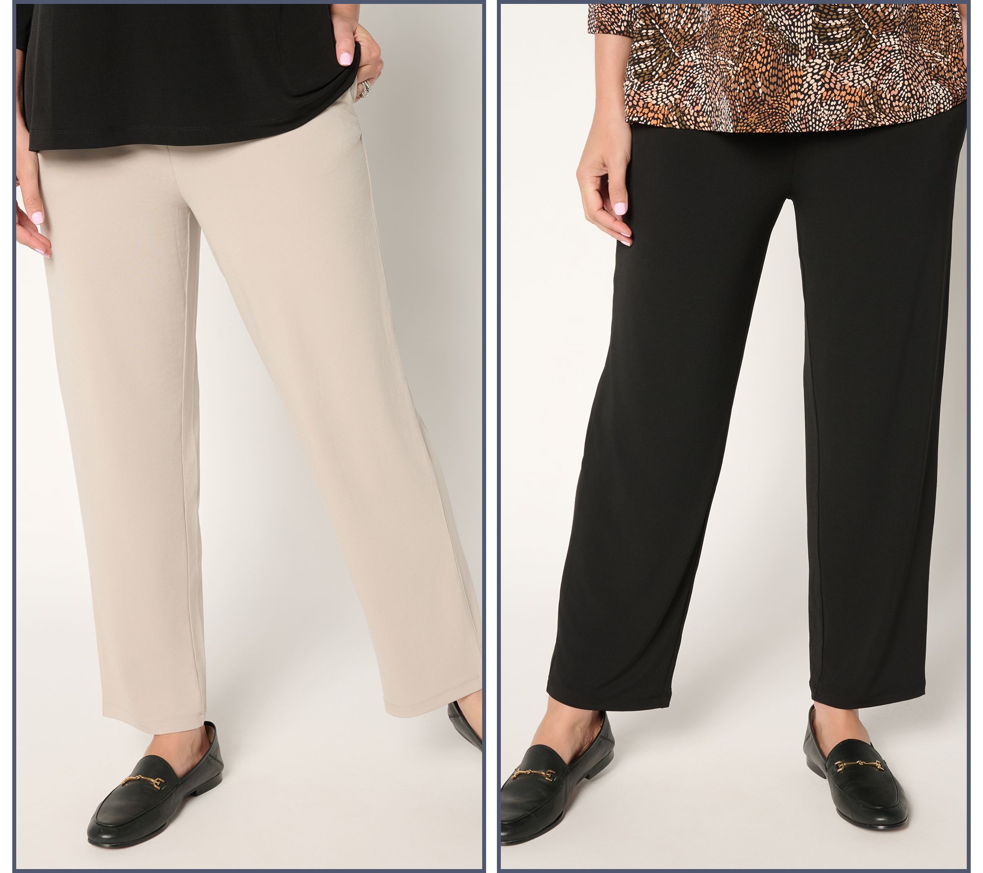 "As Is" Susan Graver Reg Set of 2 Liquid Knit Straight Ankle Pants