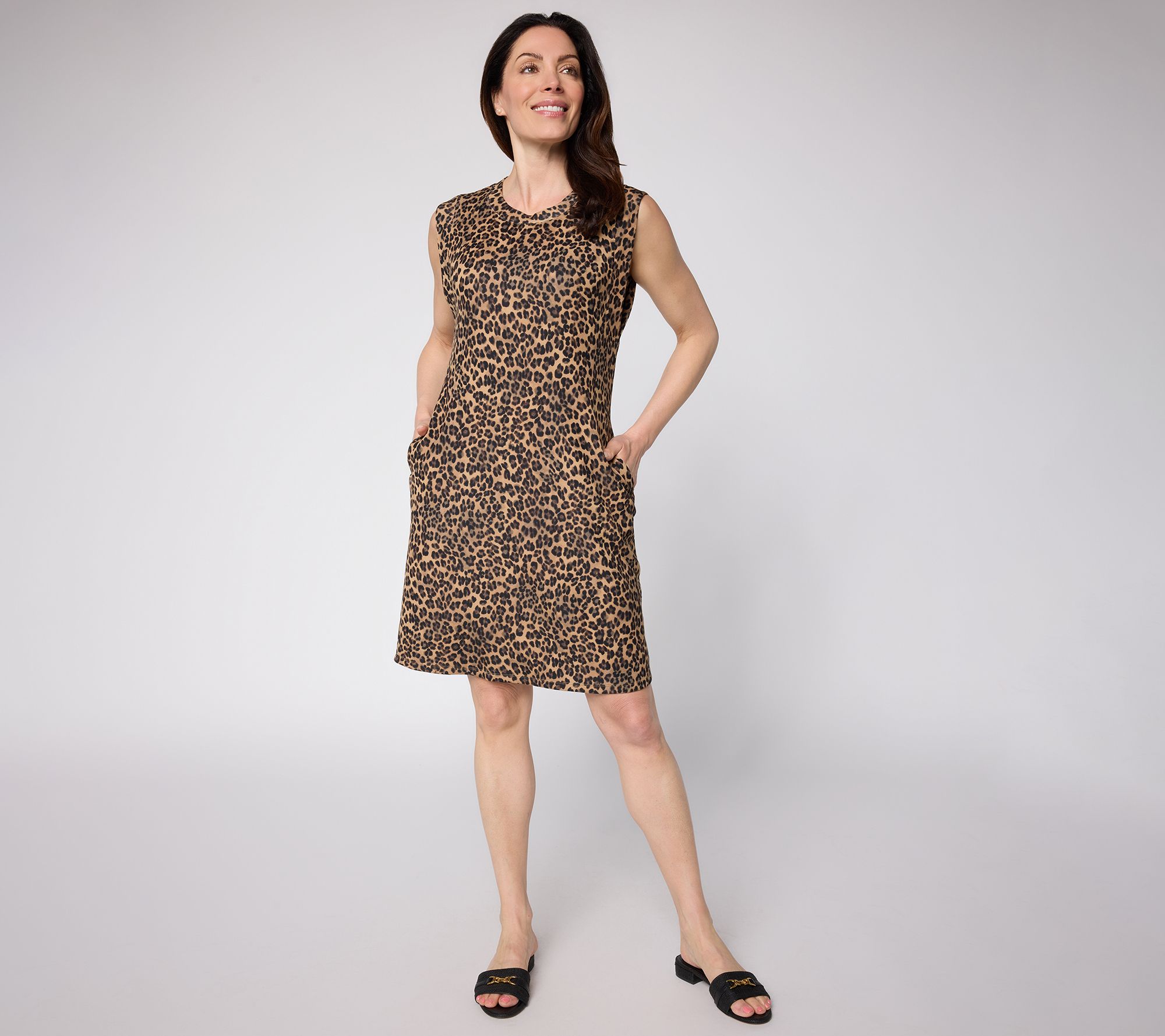 Belle by Kim Gravel Regular ScubaLuxe Skimmer Dress w Bra Blocker