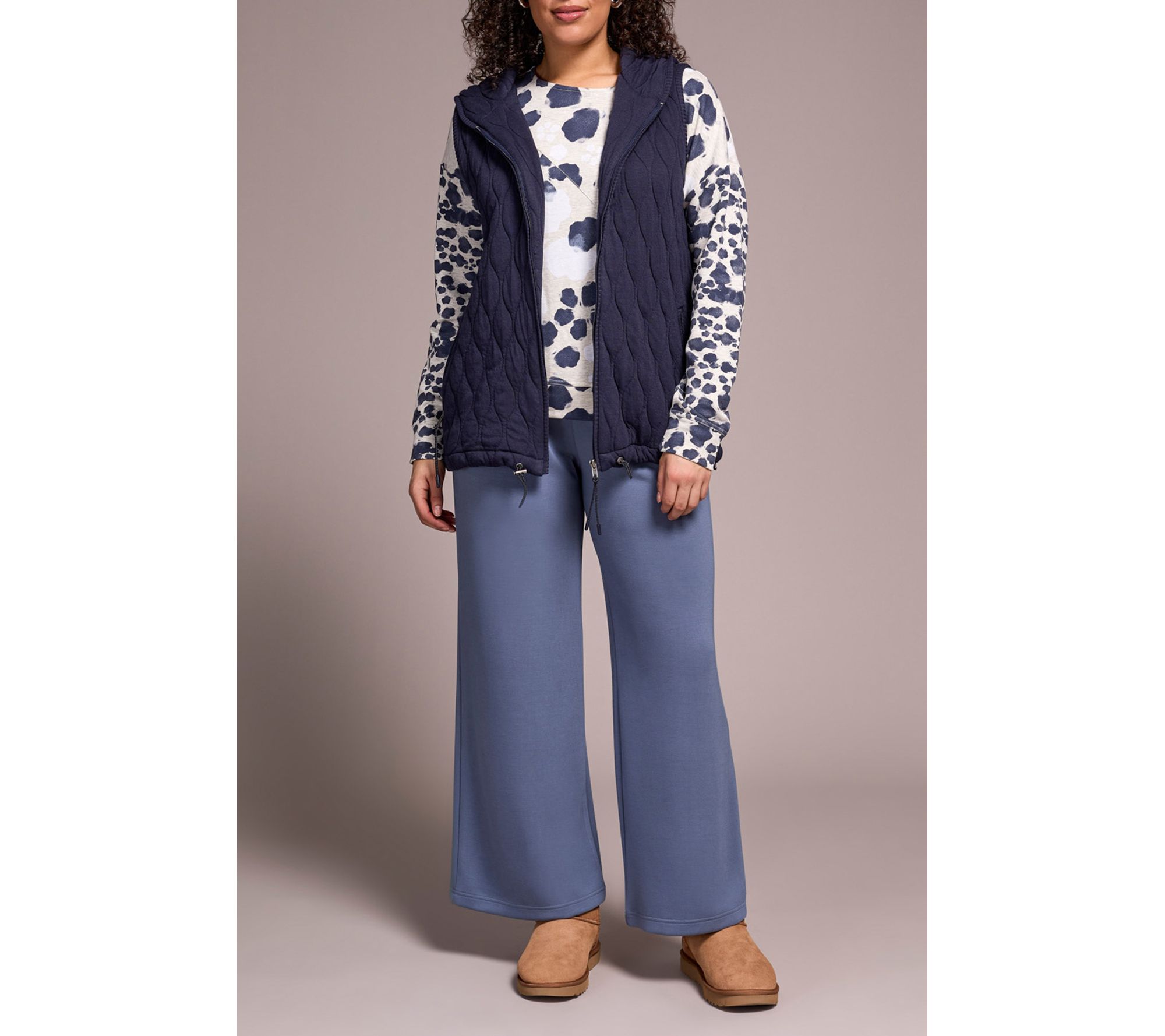 Tribal Quilted Cotton Long Hooded Vest