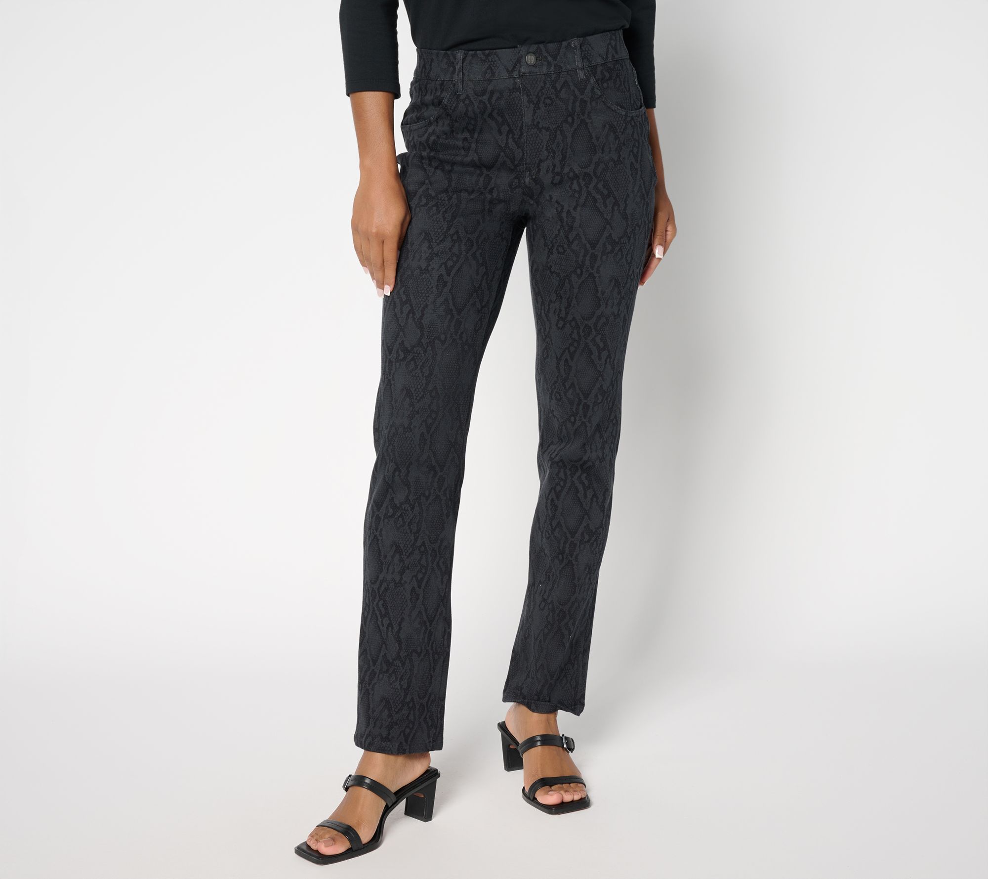"As Is" Women with Control Reg Printed Prime Stretch Straight Jeans