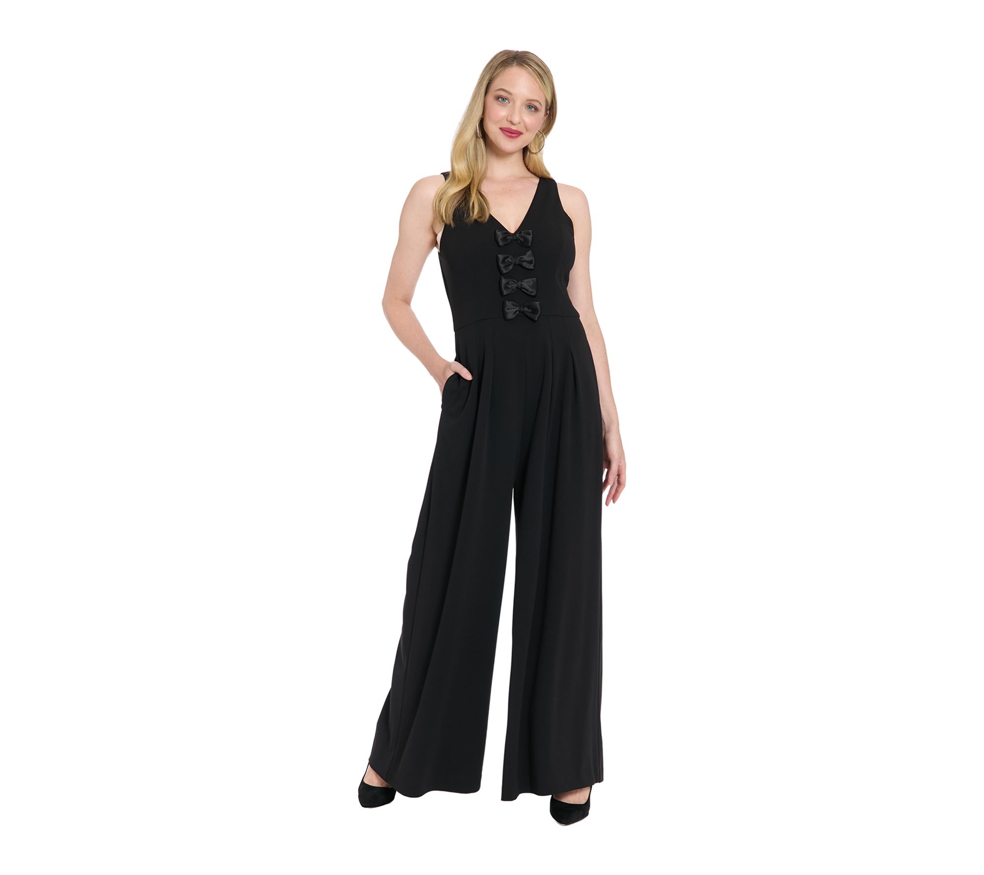  London Times Bow Tie Wide Leg Jumpsuit