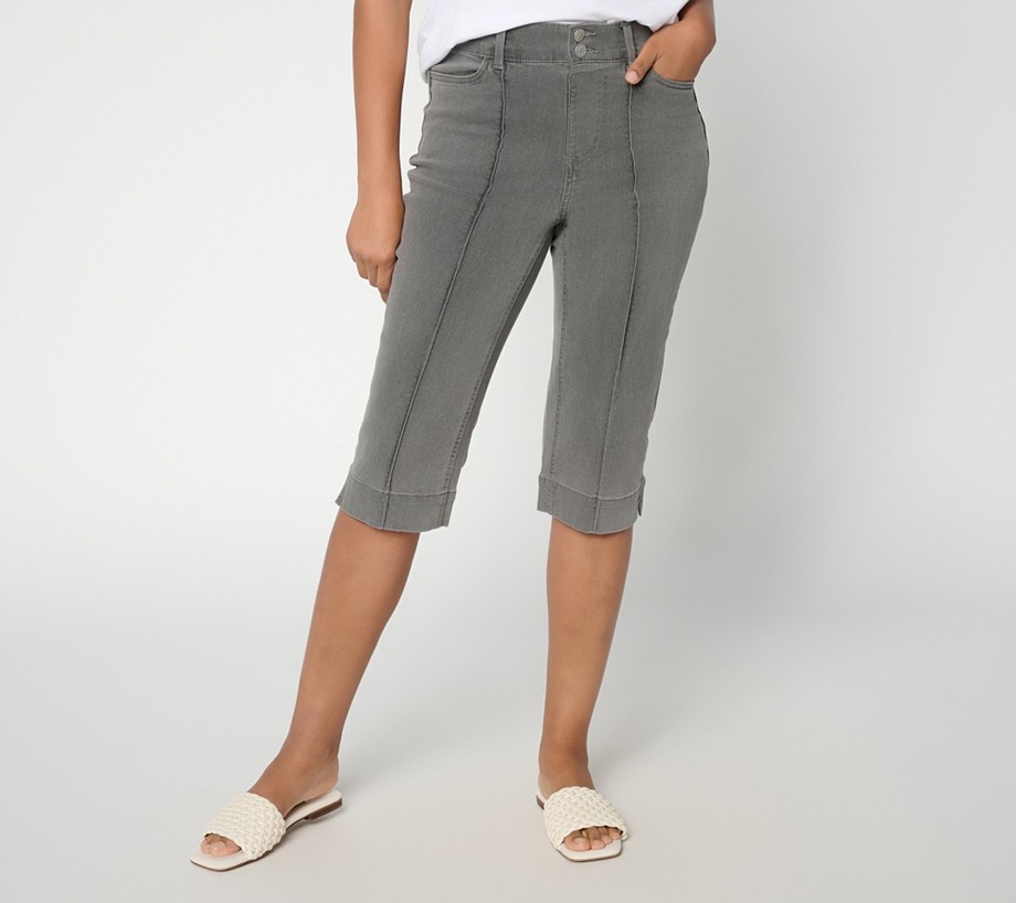 Denim & Co. Regular Black So Soft Denim Button Front Skimmers